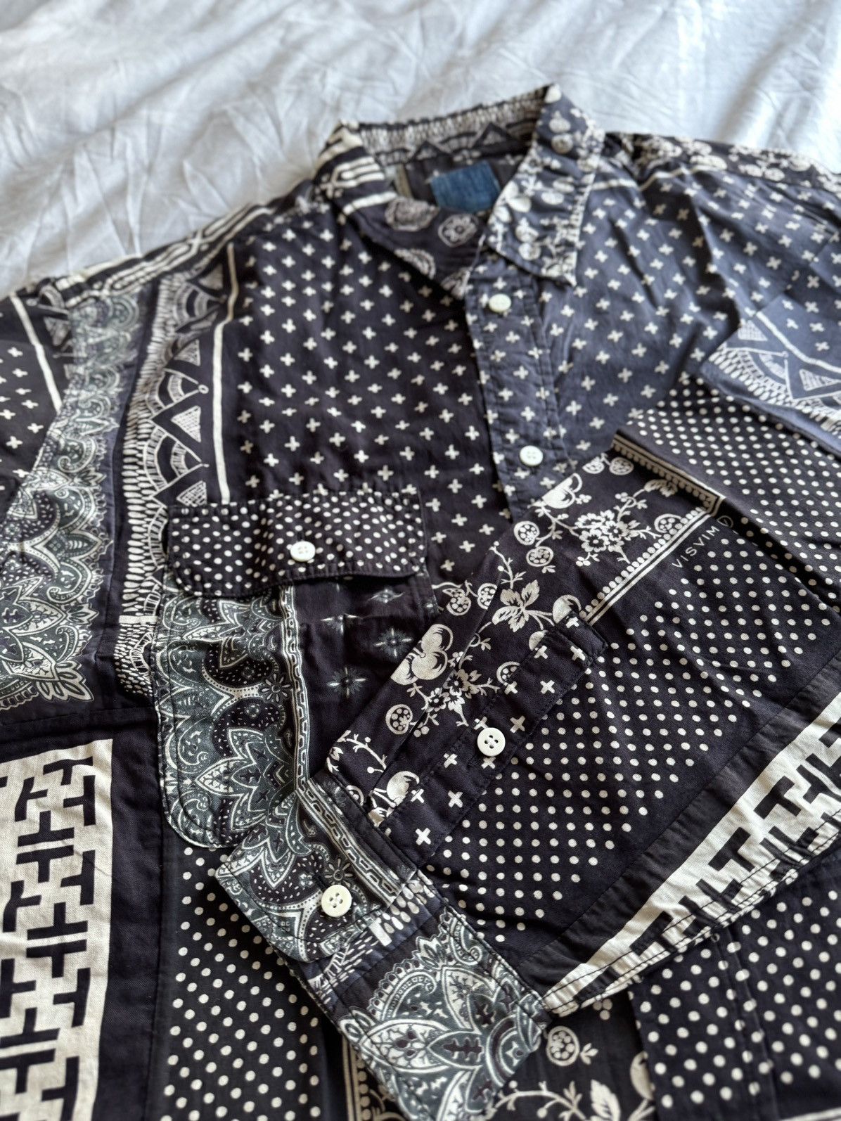 Visvim [New] ICT Visvim Black Bandana mud-dyed L/S shirt Size US XXL / EU 58 / 5 - 9 Thumbnail