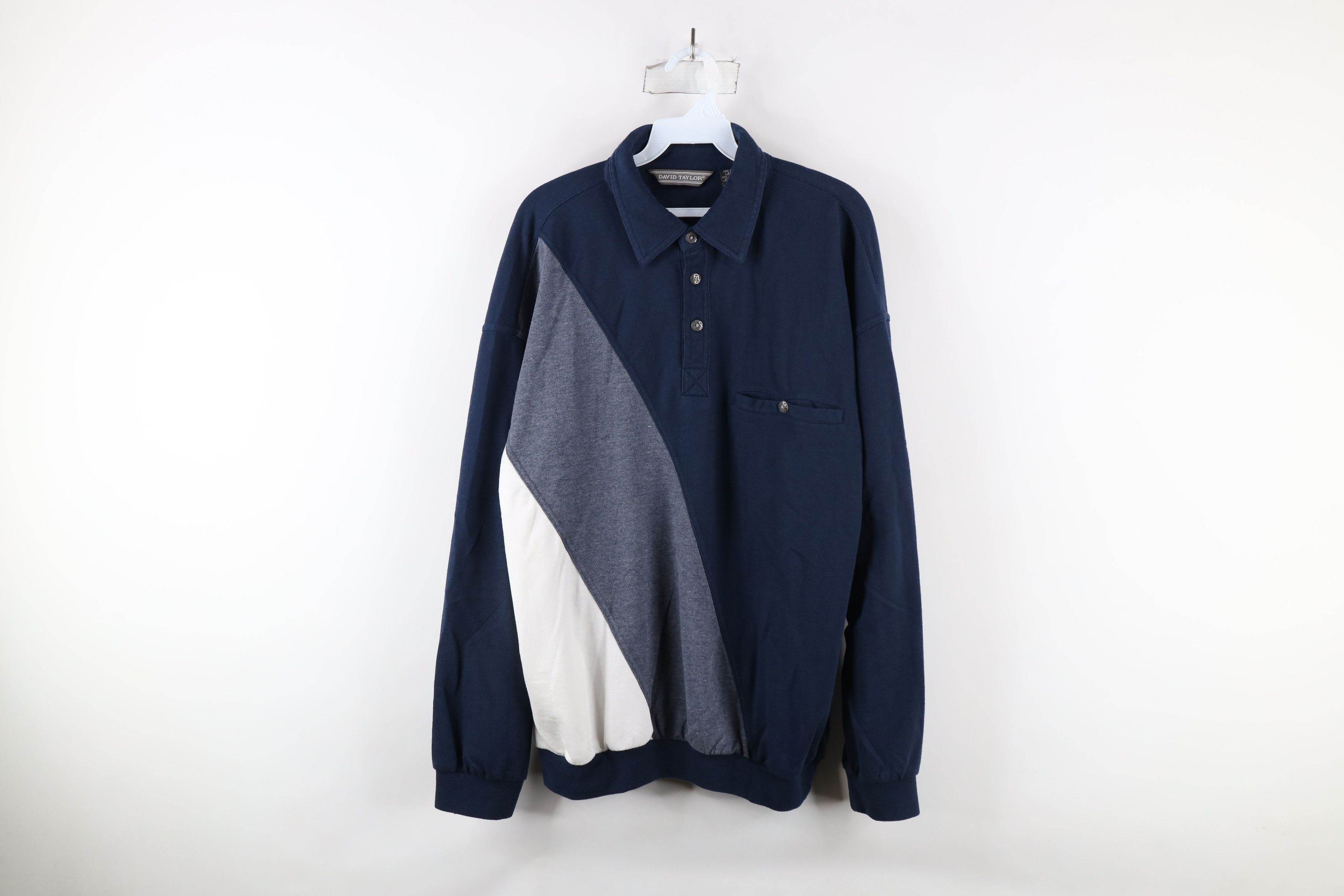 Vintage Vintage 90s Streetwear Block Collared Pullover Polo Shirt Size US L / EU 52-54 / 3 - 1 Thumbnail