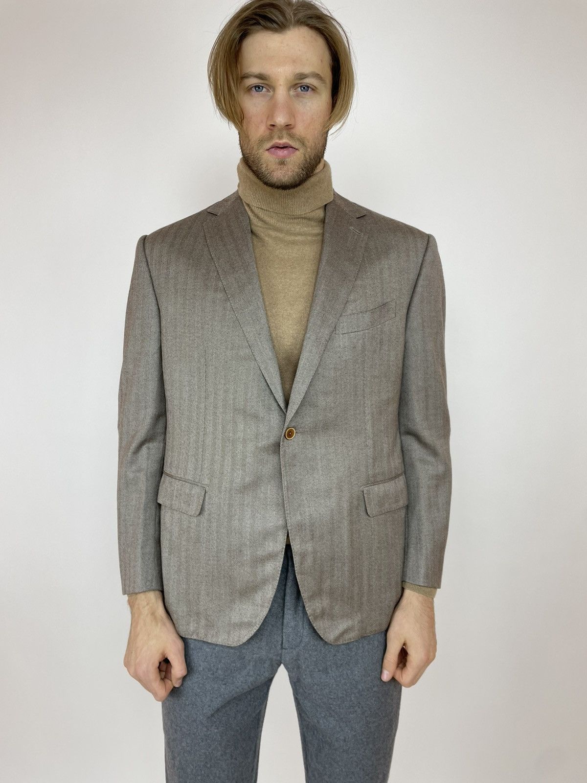 Designer × SCABAL SCABAL Cashmere Blazer one button Mens size 56R Size 46R - 1 Thumbnail