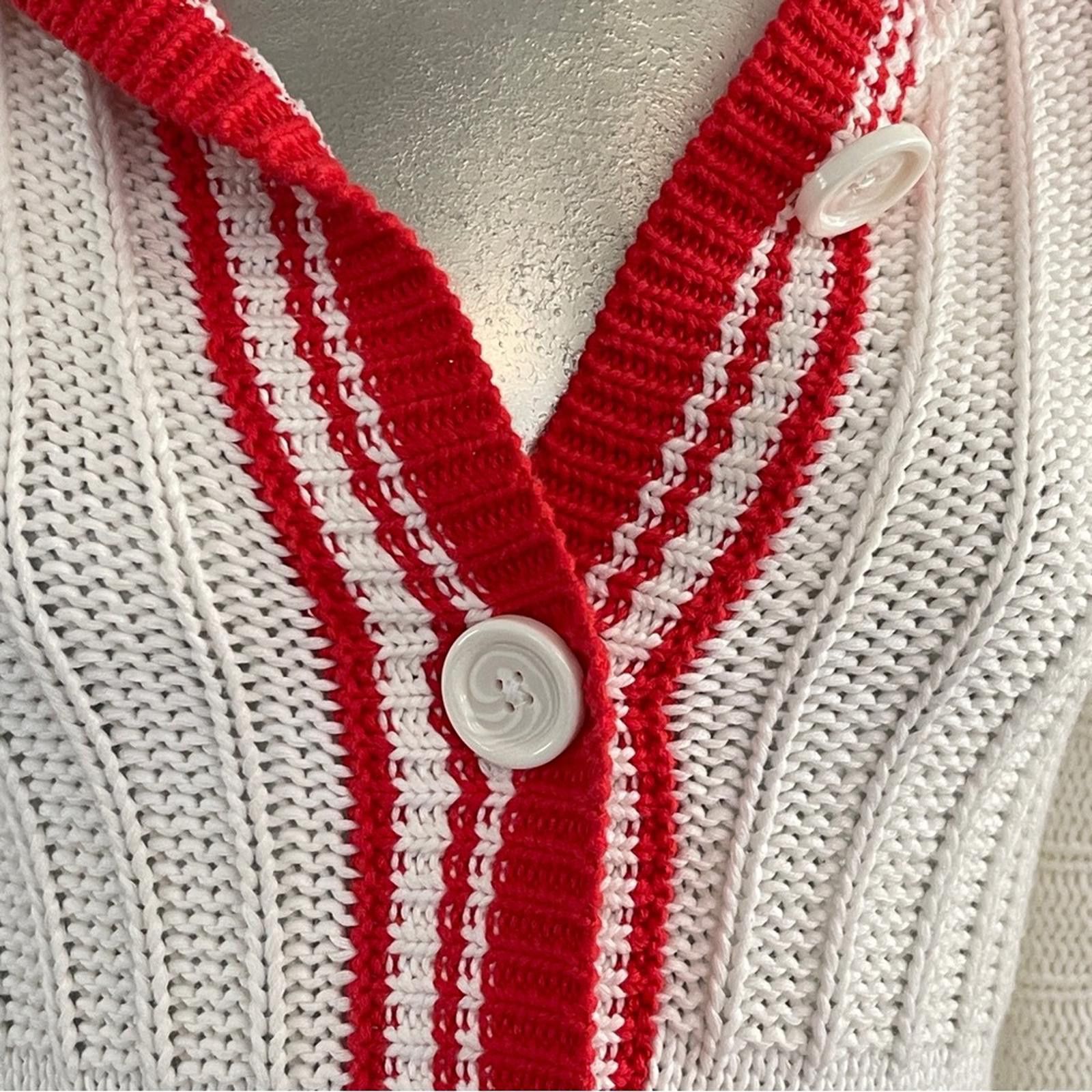 Other Moda International White and Red Hooded Cardigan in Small Size S / US 4 / IT 40 - 4 Thumbnail
