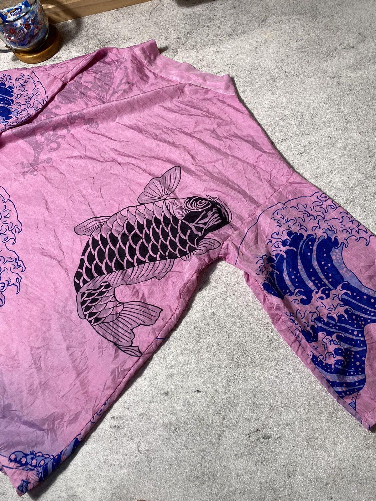 Komono RARE Jpn Brand Kimono Koi Fish VS Dragon Size ONE SIZE - 10 Thumbnail