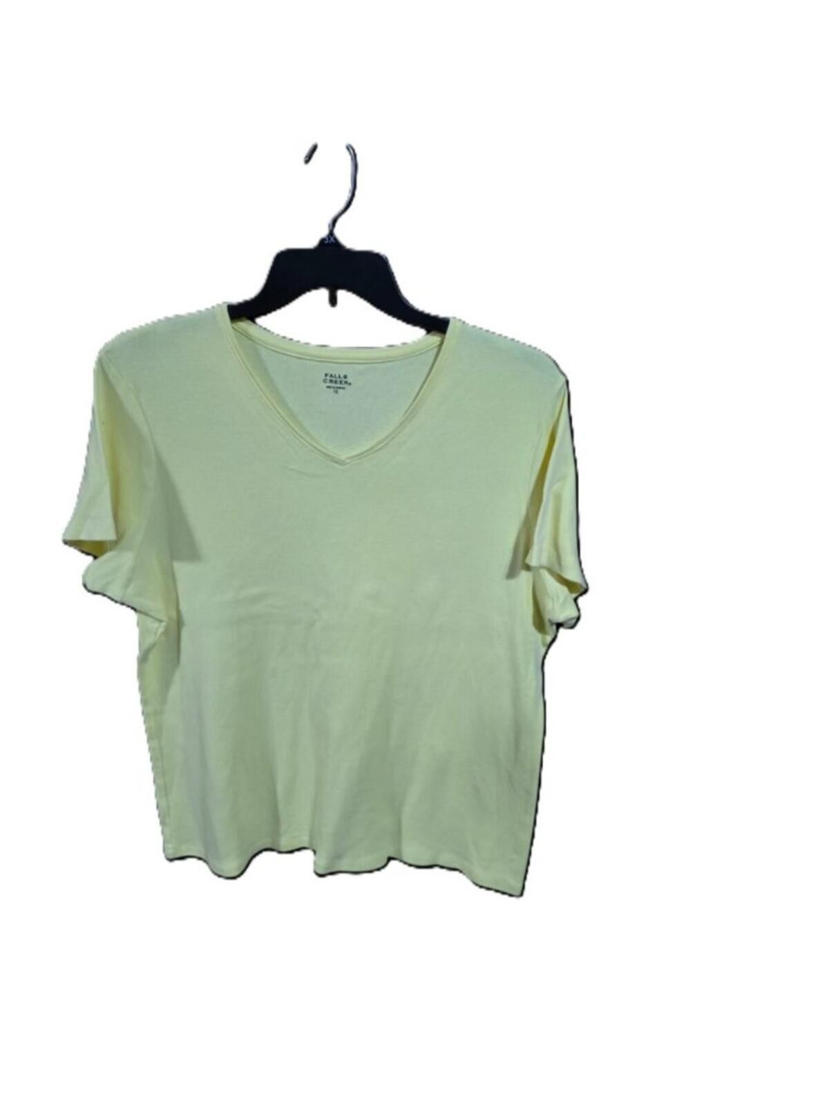 Other Falls Creek Solid Yellow Short Sleeve V-Neck Top Size 1X Size XL / US 12-14 / IT 48-50 - 2 Thumbnail