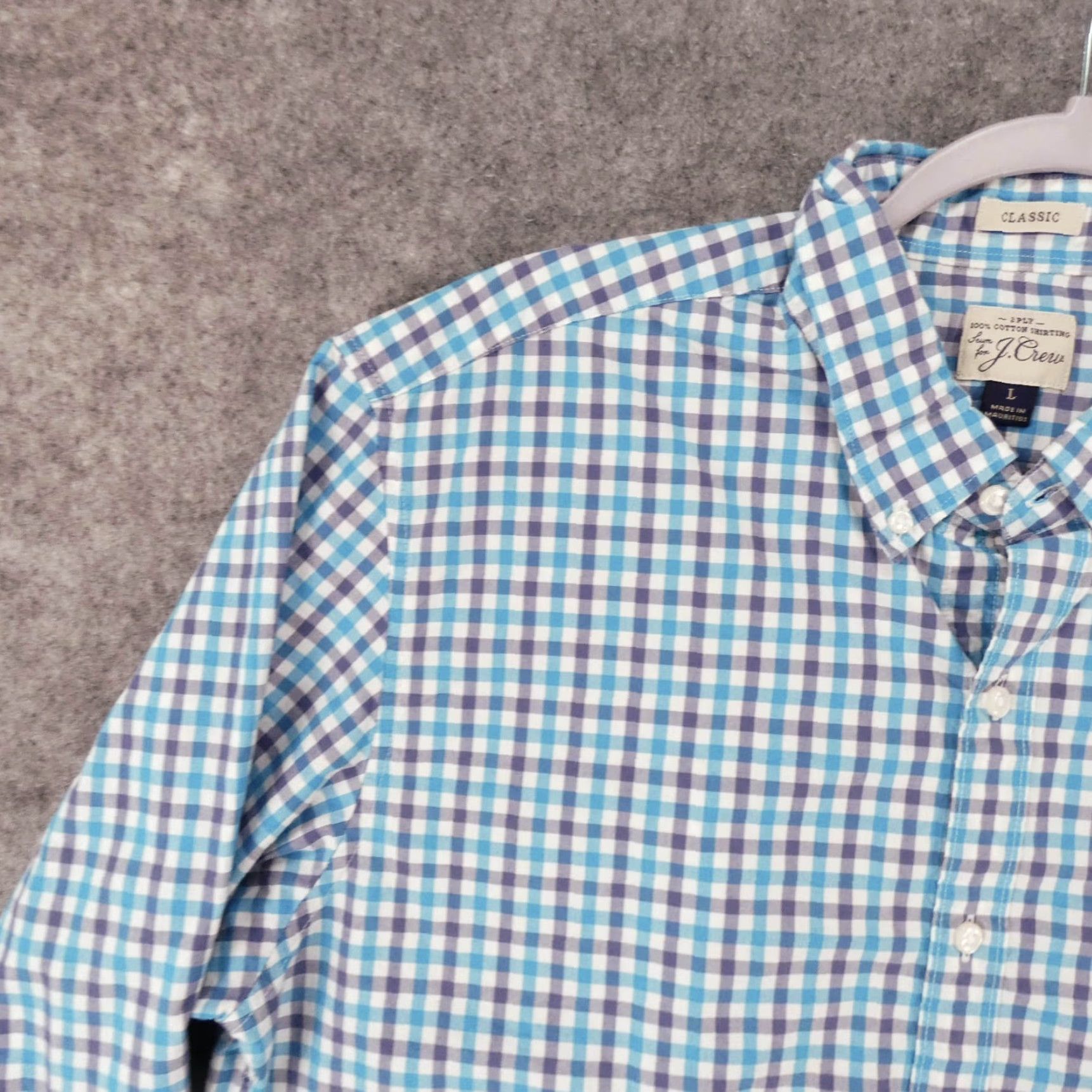 J.Crew J.CREW Shirt Men L Classic Long Sleeve Button-Up Blue White Turquoise Check Size US L / EU 52-54 / 3 - 3 Thumbnail