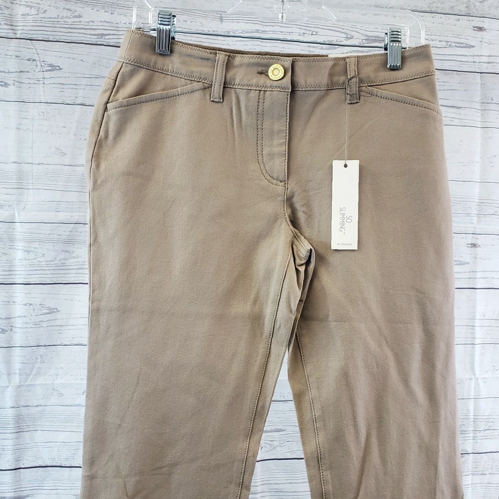 Vintage Chico's So Slimming Women's Getaway Slim Leg Jeans Sz 2 Brown Mid Rise Denim Cotton Blend 31 in Inseam Slimming Womens Jeans Size 26" / US 2 / IT 38 - 2 Thumbnail