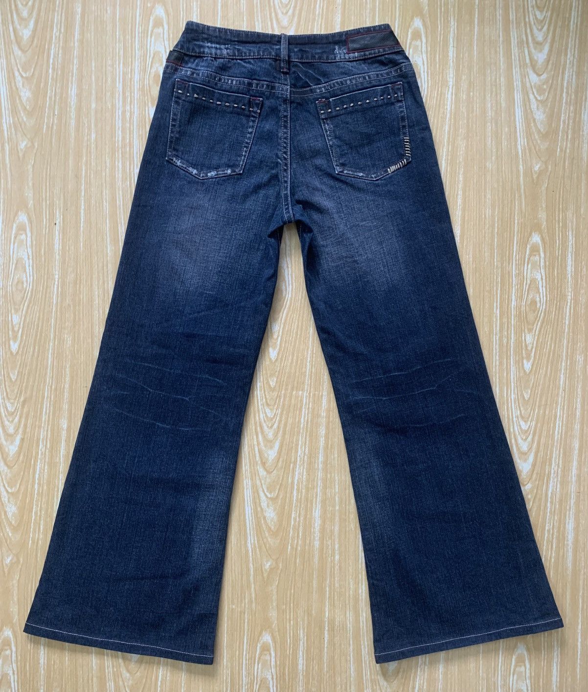 Japanese Brand Rare Maxia Low Rise Super Flare Jeans Pants Distressed Style Size US 27 - 6 Thumbnail