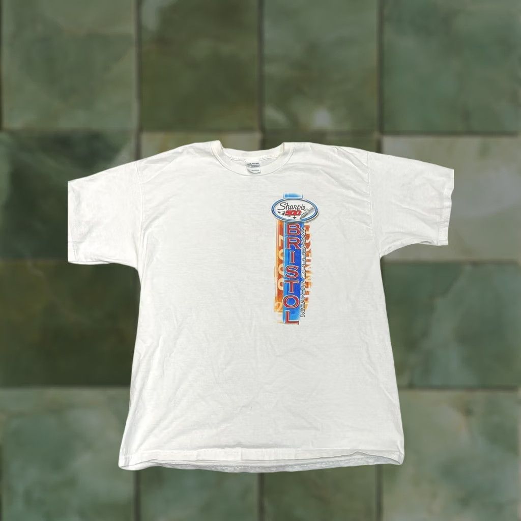 NASCAR VINTAGE Bristol Motor Speedway Sharpie 500 Racing White T-Shirt XL Men Gilden Short Sleeve Crew Neck Cotton Double-Sided Retro 2007 Size US XL / EU 56 / 4 - 1 Thumbnail