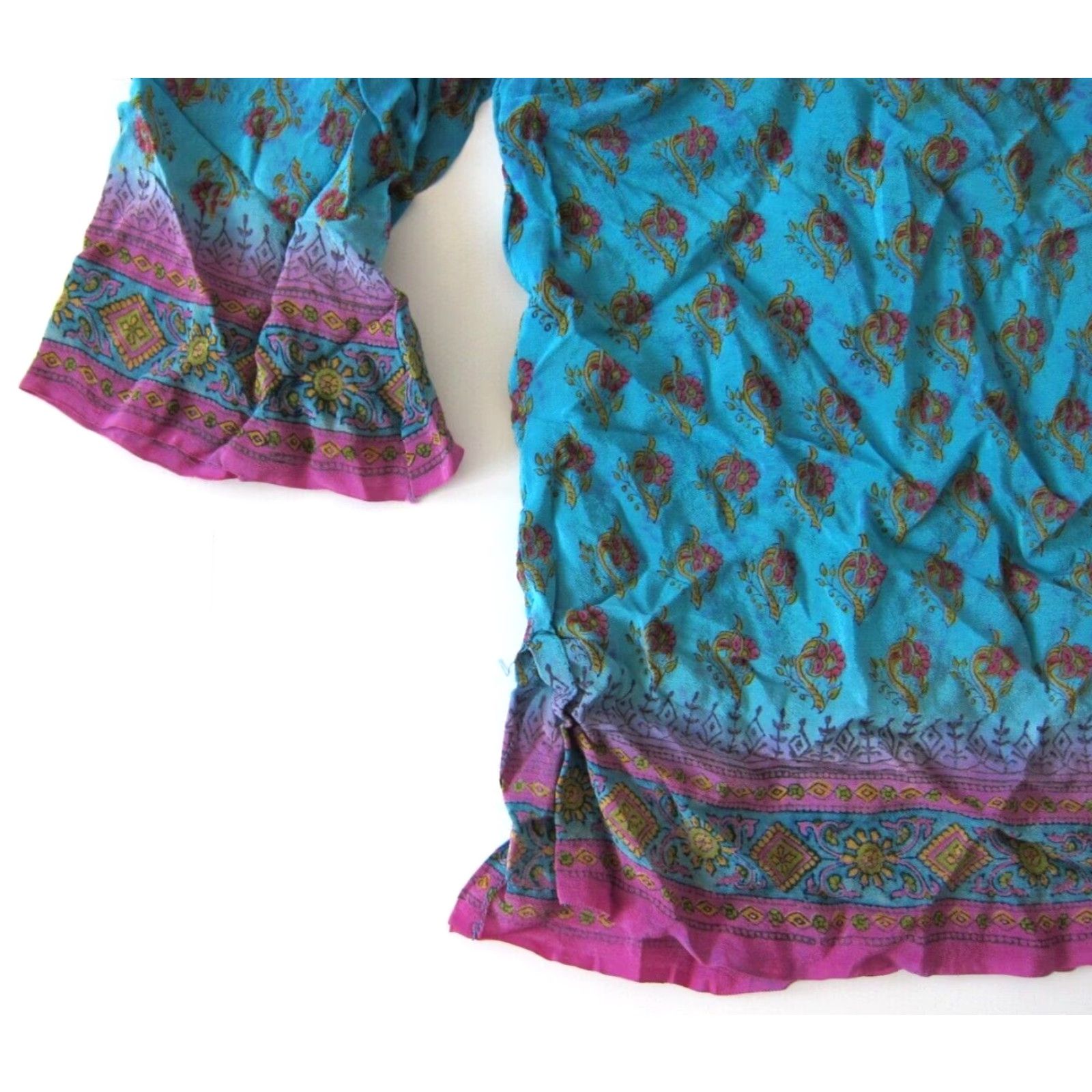 Vintage Vintage Silk Blue Pink Paisley Floral 3/4 Sleeve Tunic Peasant Blouse S Nike Shirt Size S / US 4 / IT 40 - 7 Thumbnail