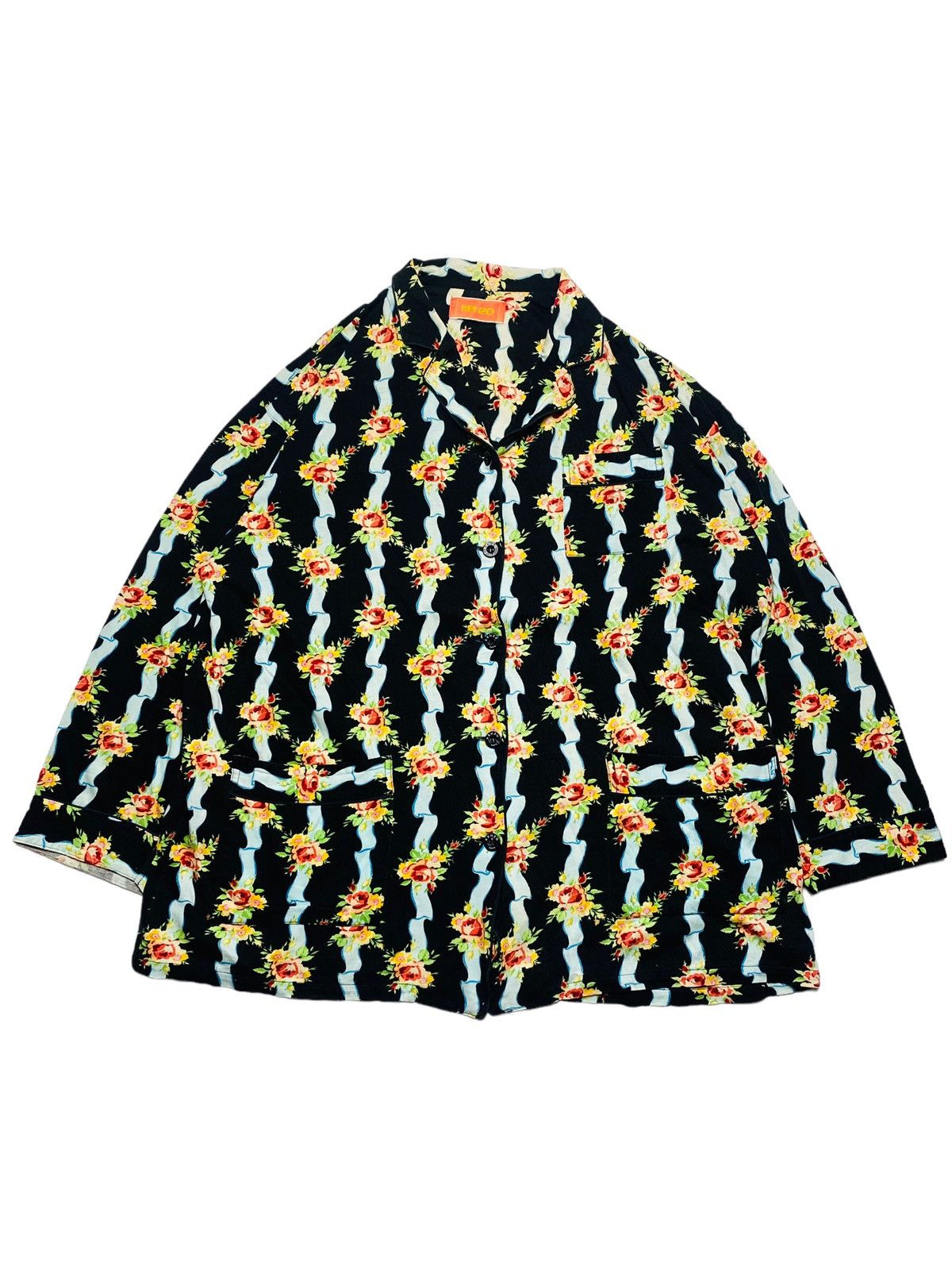 Japanese Brand × Kenzo 1980s Kenzo Homme - Iconic Floral Pajama Shirt Size US M / EU 48-50 / 2 - 2 Thumbnail