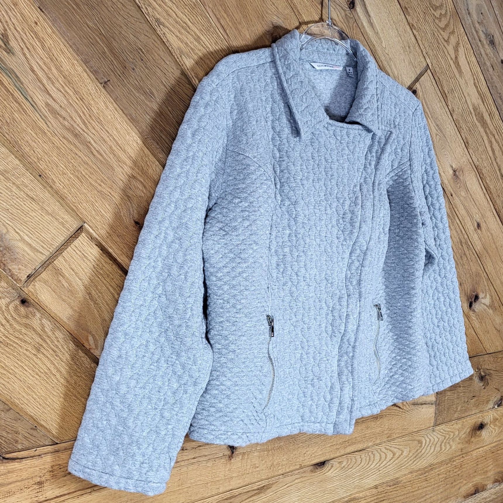 Isaac Mizrahi Isaac Mizrahi Jacket Gray Quilted Moto Women M Cotton Blend Zip Pockets Shirt? Size M / US 6-8 / IT 42-44 - 7 Thumbnail
