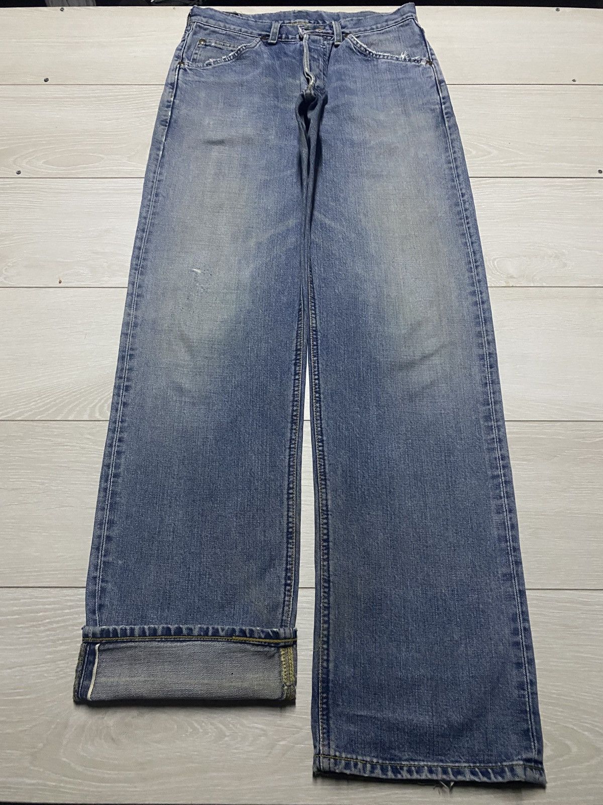 Vintage Vintage Lee Riders Half Selvedge Grunge Repair Baggy Jeans Size US 30 / EU 46 - 1 Thumbnail
