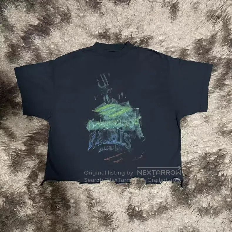 Balenciaga Balenciaga Phantom Faded T-Shirt Distressed Hem Destroyed Size US L / EU 52-54 / 3 - 1 Thumbnail