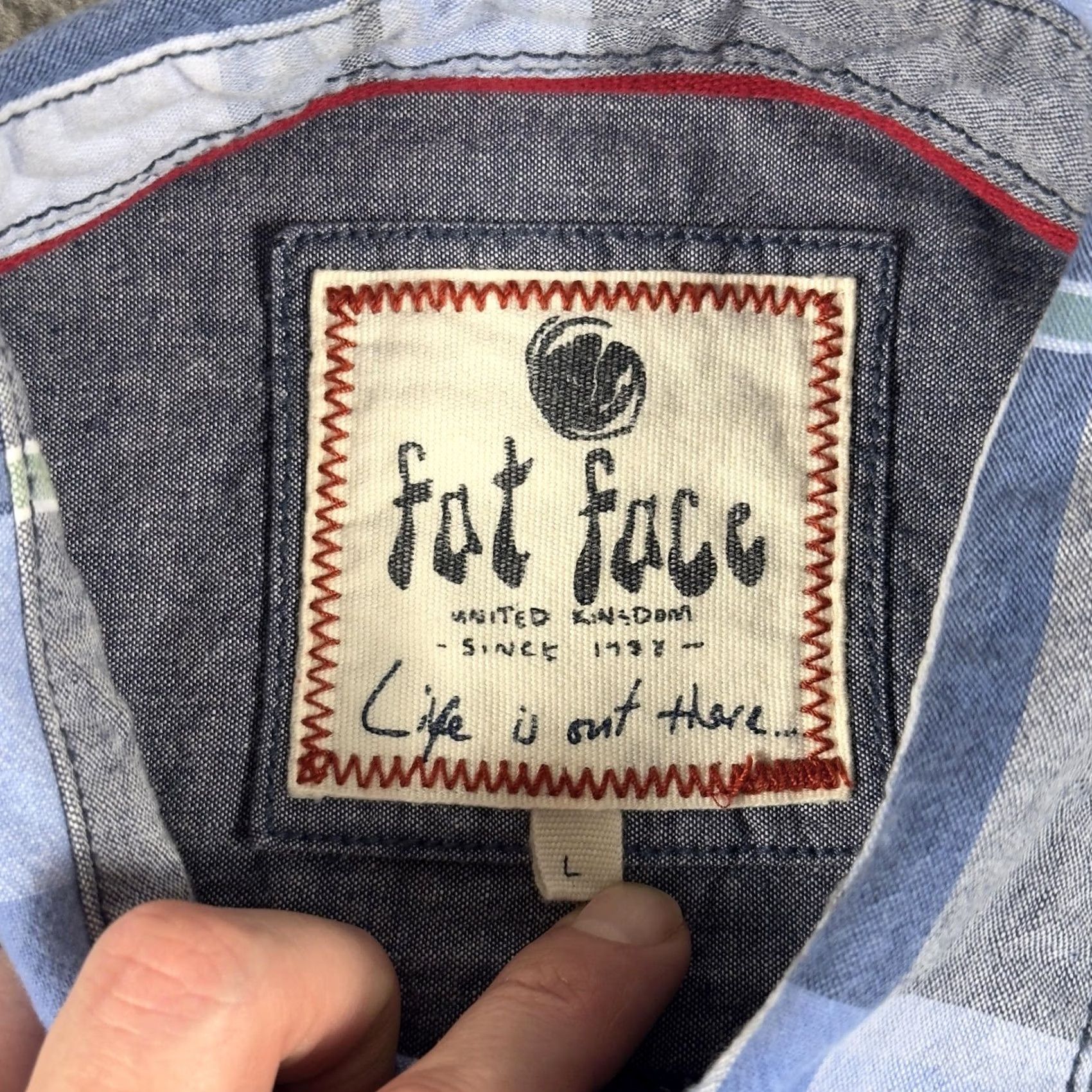 FatFace Fat Face Shirt Mens L Blue Plaid Long Sleeve Cotton Button Casual Pocket Size US L / EU 52-54 / 3 - 3 Thumbnail