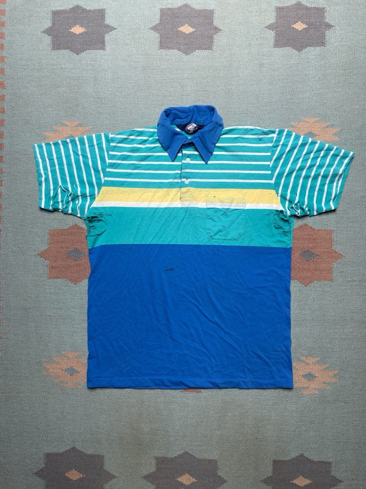 Vintage 80s polo shirt striped soft worn distressed thrashed large Size US L / EU 52-54 / 3 - 1 Thumbnail