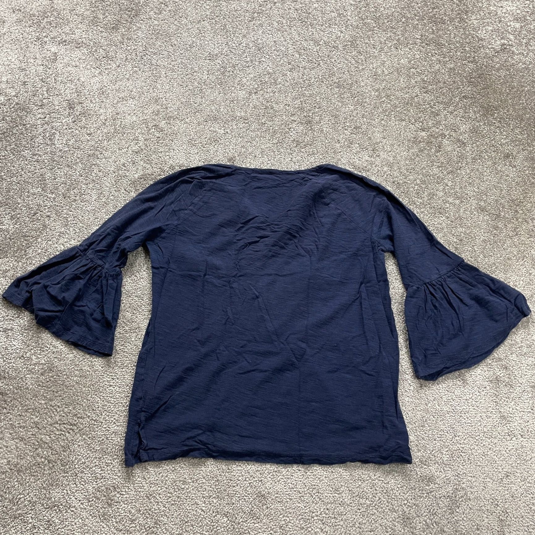Old Navy Old Navy Blouse Womens M Blue 100% Cotton Bell Sleeve Tasseled Casual Top Size M / US 6-8 / IT 42-44 - 2 Thumbnail