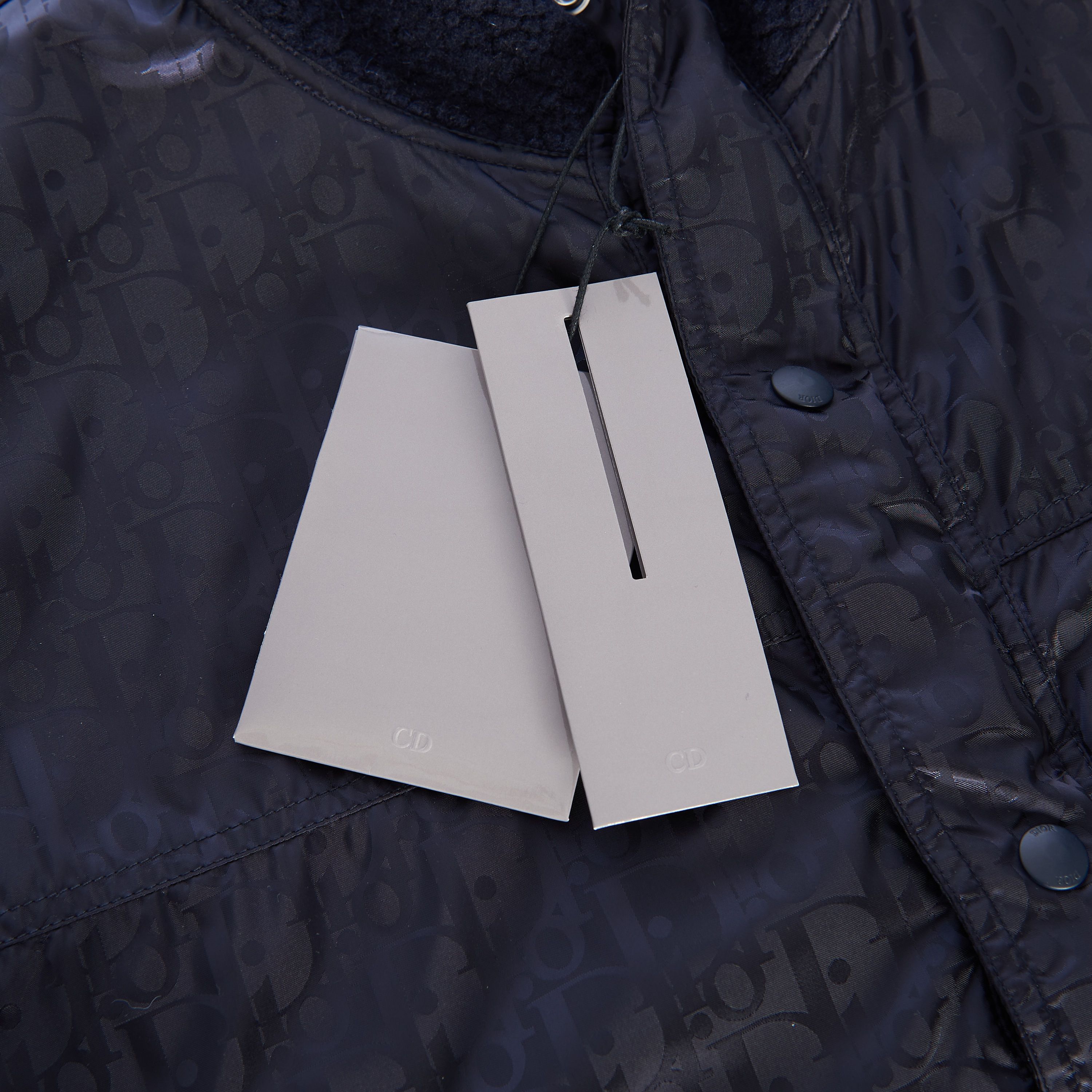 Reversible Dior Oblique Blouson In Navy Blue Wool Fleece