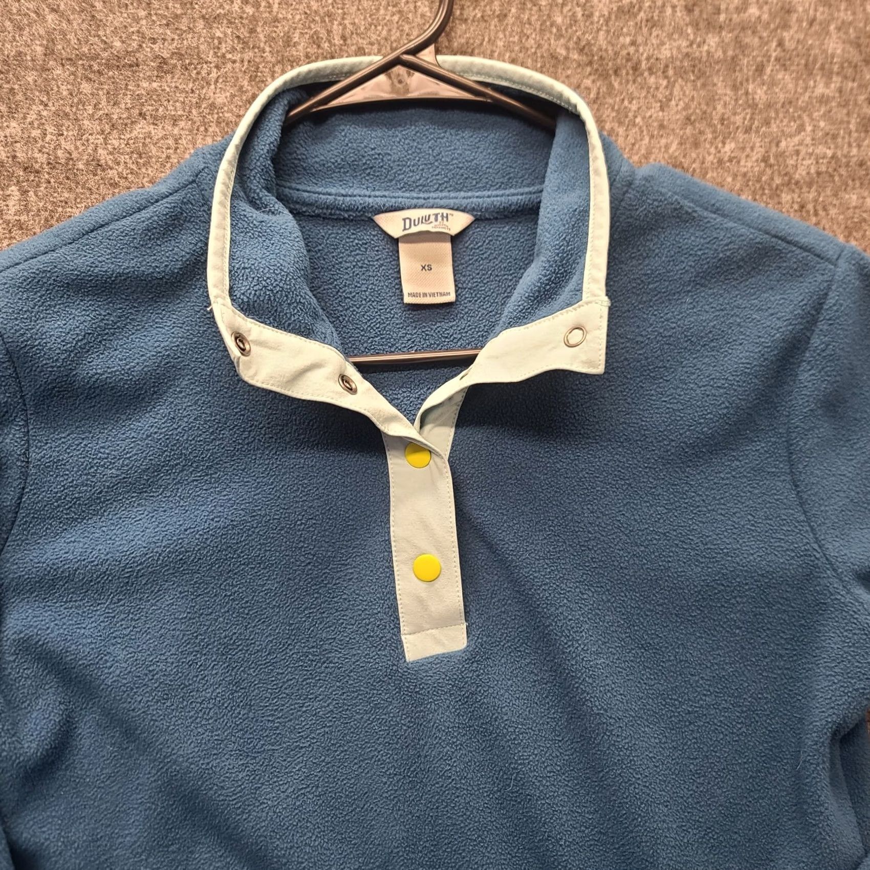 Vintage Duluth Pullover Womens XS Doubleback Printed Fleece Mock Neck Outdoors Blue Raglan Sleeve Slim Casual Everyday All Seasons Size XS / US 0-2 / IT 36-38 - 3 Thumbnail