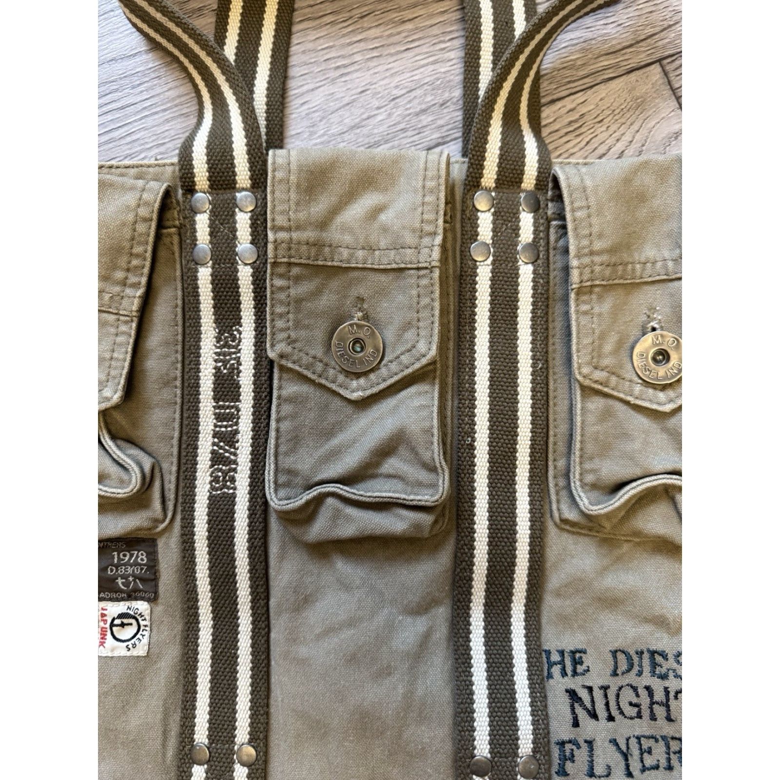 Diesel VINTAGE Diesel Khaki Green Army Flight Cargo Shoulder Bag Archive 2000’s Unisex Adults Bag Size ONE SIZE - 6 Thumbnail