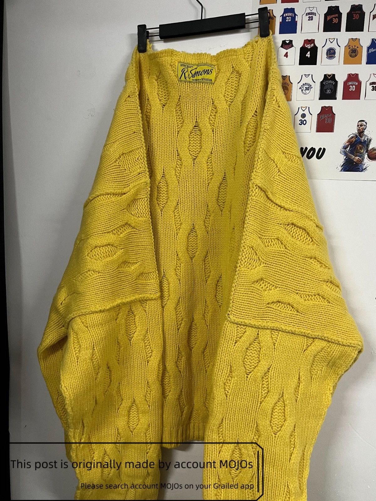 Raf Simons Sz F Raf Simons 21AW Oversized Yellow Front Label Sweater Size US XL / EU 56 / 4 - 1 Thumbnail
