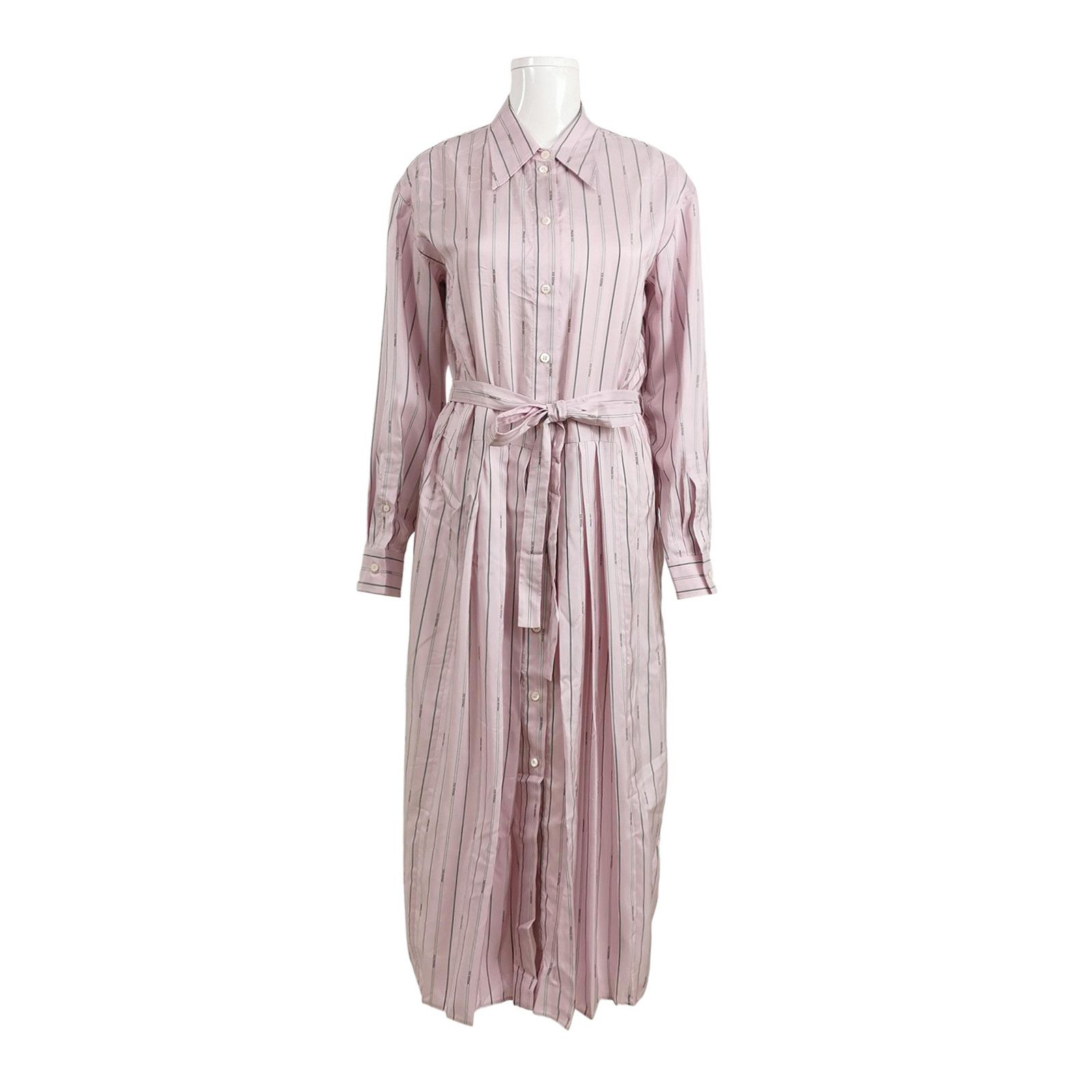 Prada Striped Silk Belted Dress in Pink - dmc