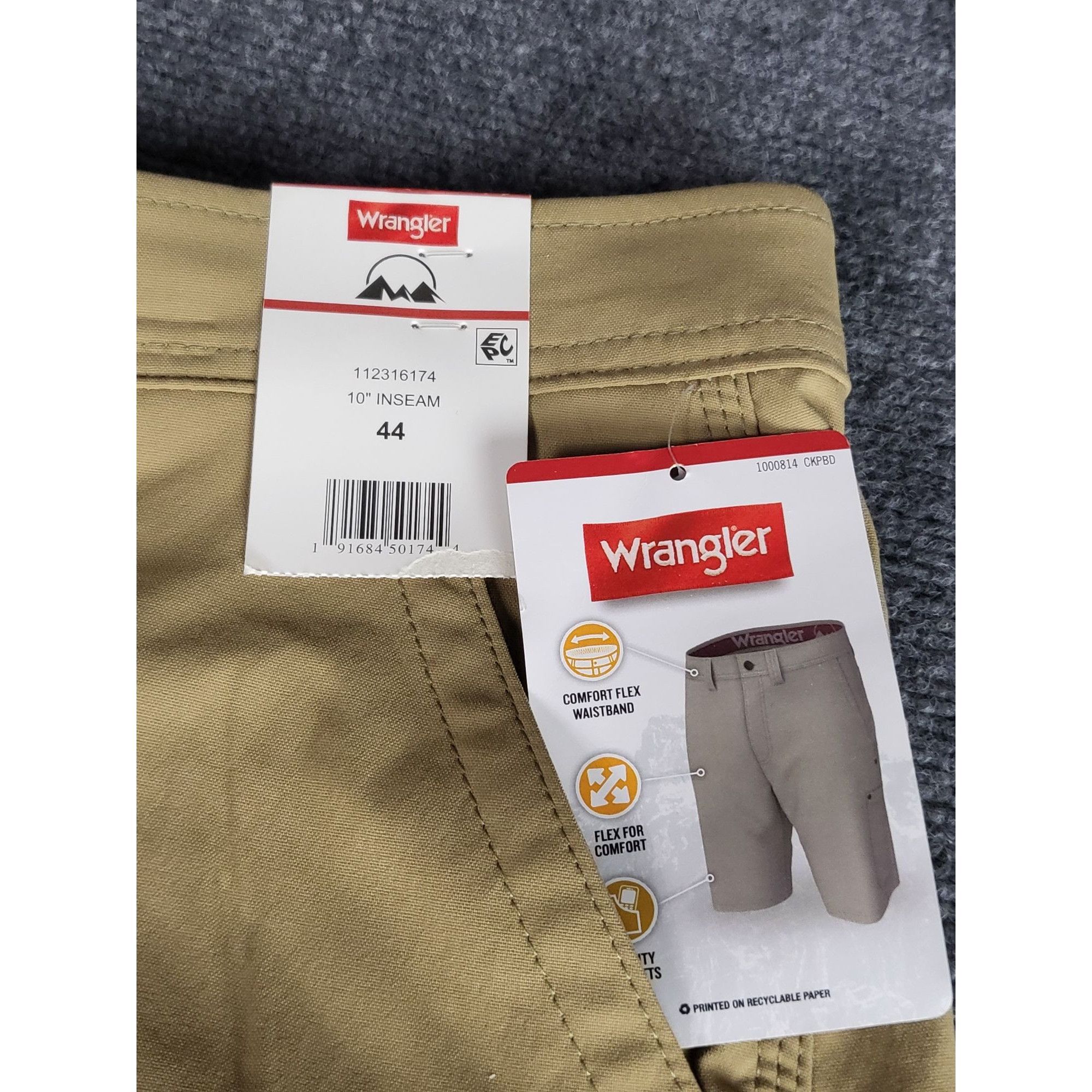 Wrangler Wrangler Performance Elastic Waist Shorts Men Sz 44 Khaki Br Size US 44 / EU 60 - 3 Thumbnail