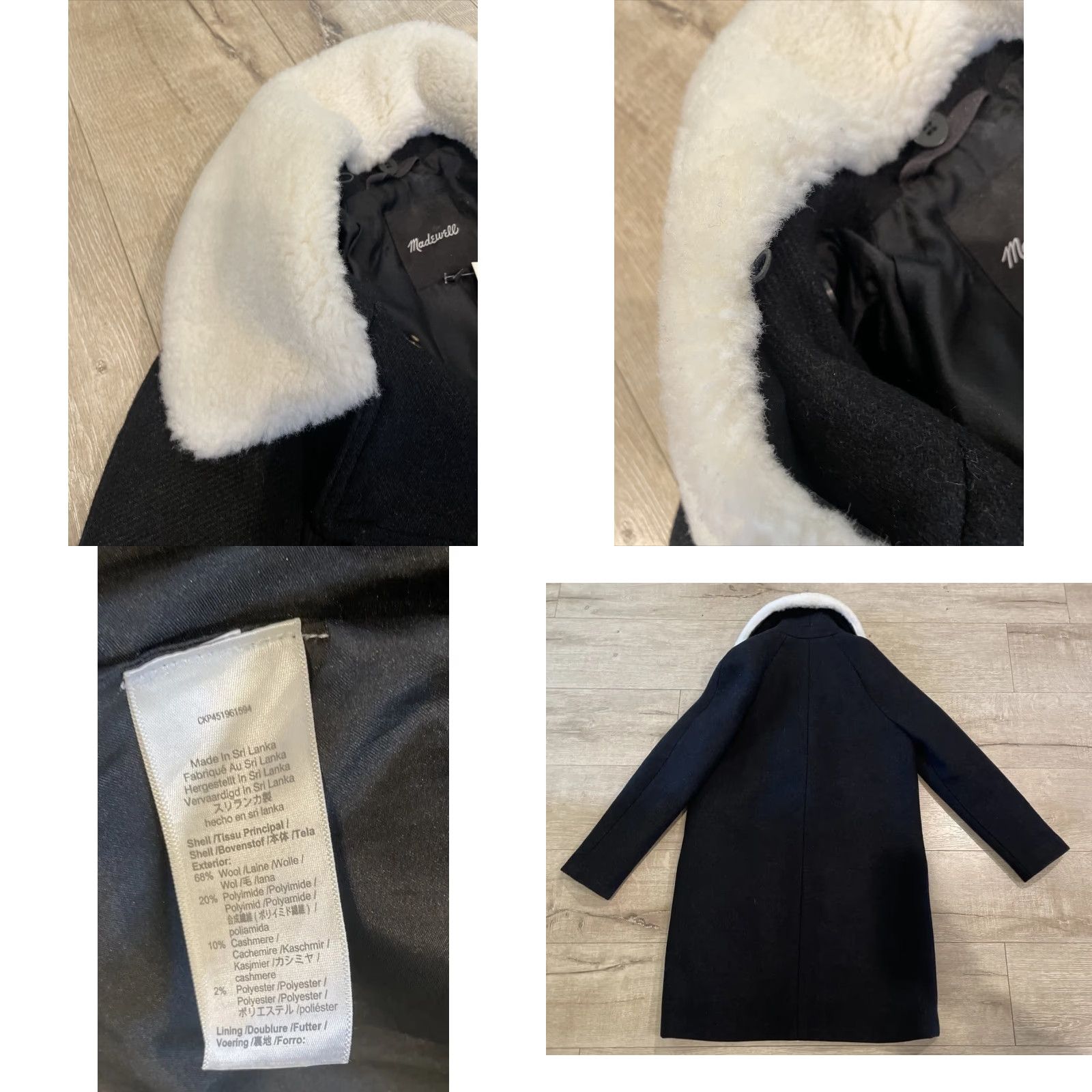 Madewell Madewell Coat Women XXS Gray Wool Blend Removable Faux Fur Full Zip Oversized Size XXS / US 00 / IT 34 - 8 Thumbnail