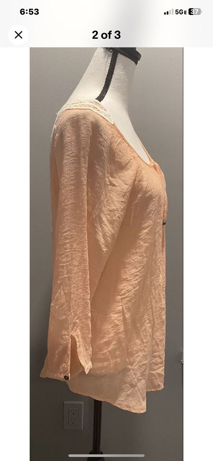 Other Trendy Orange 3/4 Sleeve Top Size M / US 6-8 / IT 42-44 - 2 Thumbnail