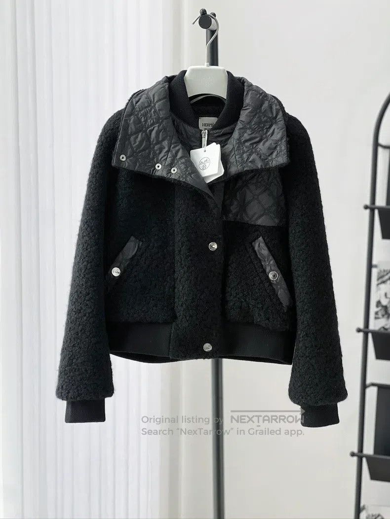 Hermes Hermes Classic Black Sheepskin Fleece Lined Leather Jacket Size XS / US 0-2 / IT 36-38 - 1 Thumbnail