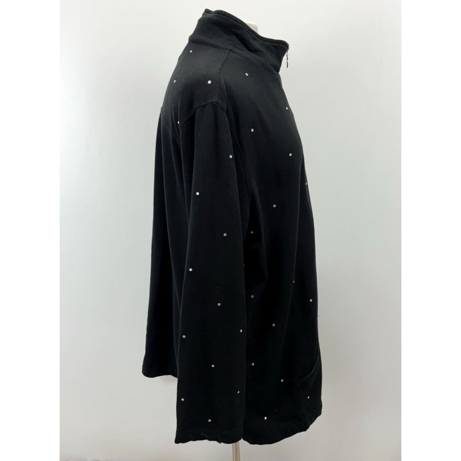 Coldwater Creek VINTAGE Coldwater Creek Jacket Womens 2X Plus Black Full Zip Rhinestone Bling Casual Long Sleeve Cotton Blend Solid Size XXL / US 16-18 / IT 52-54 - 4 Thumbnail