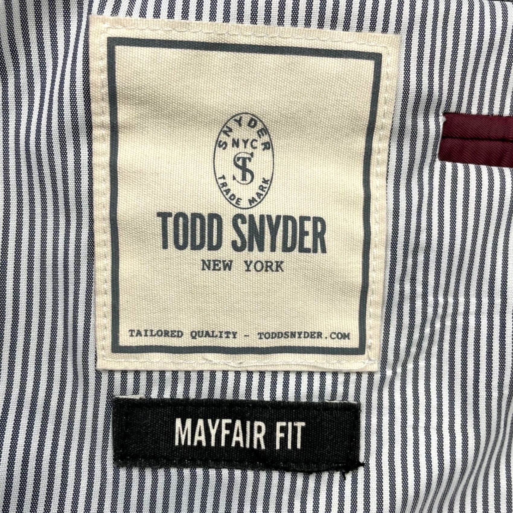Todd Snyder Todd Snyder Men’s Mayfair Fit Blazer Jacket Navy Blue Stripe 100% Wool 2-Button 40R Regular Mens Size 40R - 5 Thumbnail