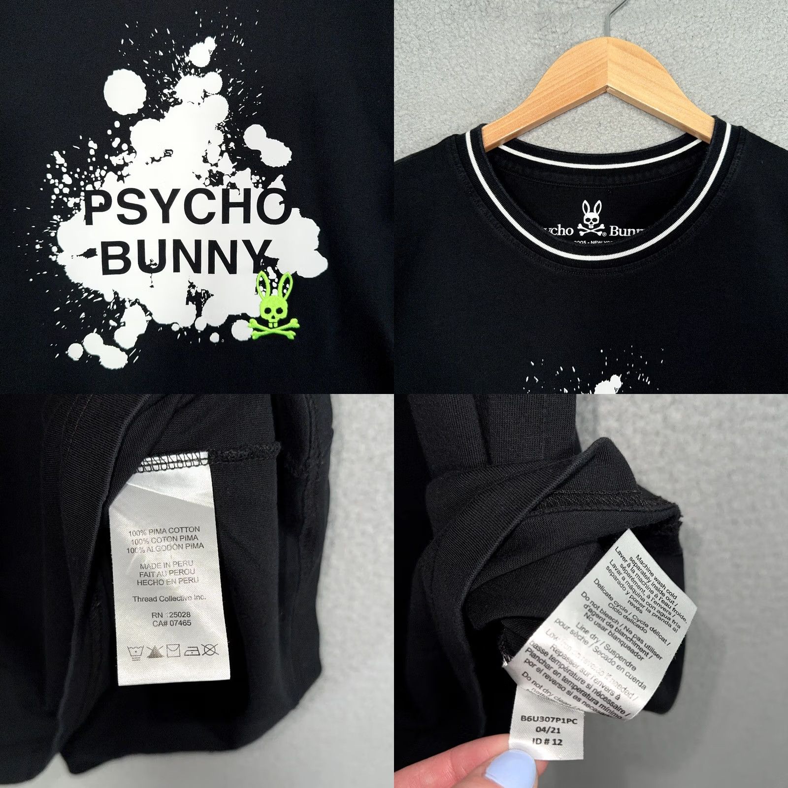 Psycho Bunny Psycho Bunny T Shirt Mens Size 5 M Black splash Thetford Graphic Logo Tee FLAW Size US M / EU 48-50 / 2 - 9 Thumbnail