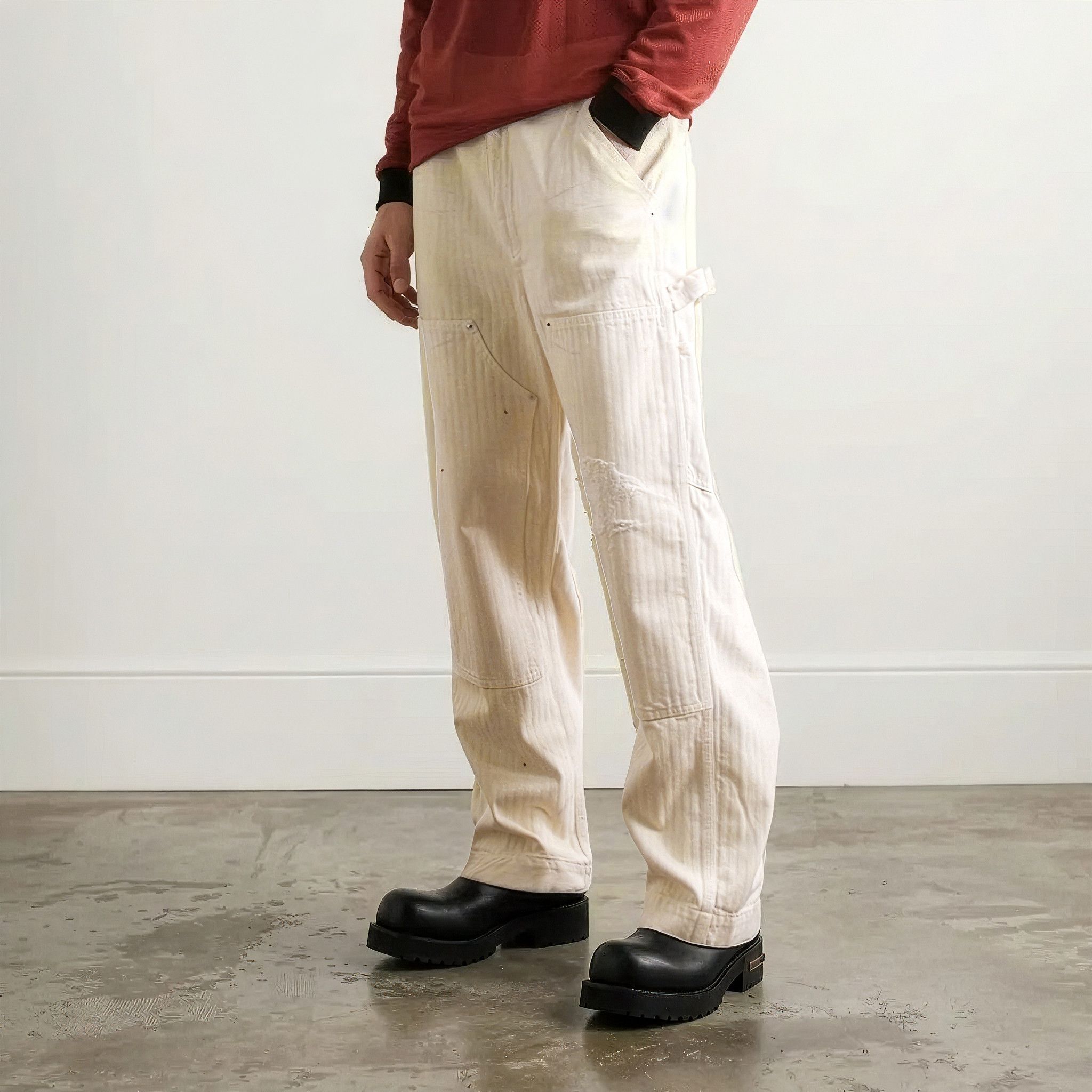 Enfants Riches Deprimes Off-White Double Knee Paint Denim Trousers Size US 30 / EU 46 - 1 Thumbnail
