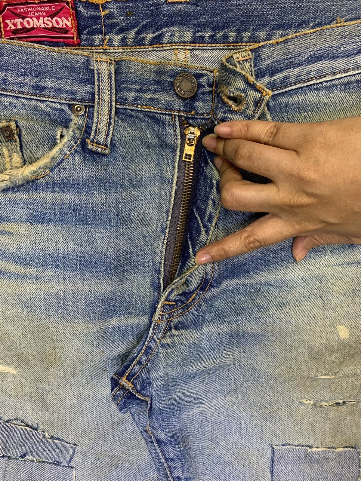 Japanese Brand Vintage Japanese Brand Mud Wash Talon Zipper Flare Jeans Size 31" - 3 Thumbnail