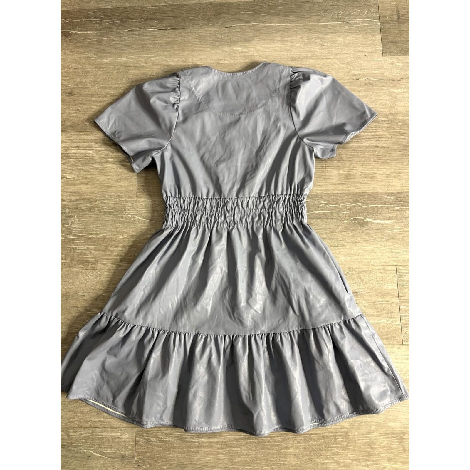 Anthropologie By Anthropologie Faux Leather Mini Dress Womens S Gray Size S / US 4 / IT 40 - 4 Thumbnail