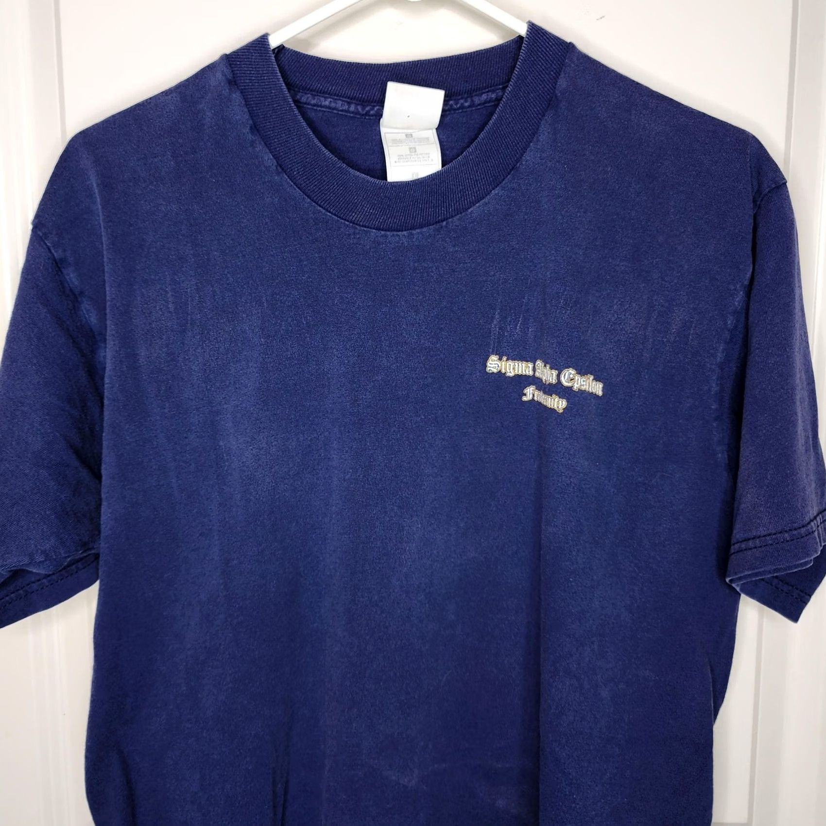 Gildan VINTAGE Gildan Shirt Mens L Blue Sigma Alpha Epsilon Crest 1856 Fraternity Tee Size US L / EU 52-54 / 3 - 3 Thumbnail