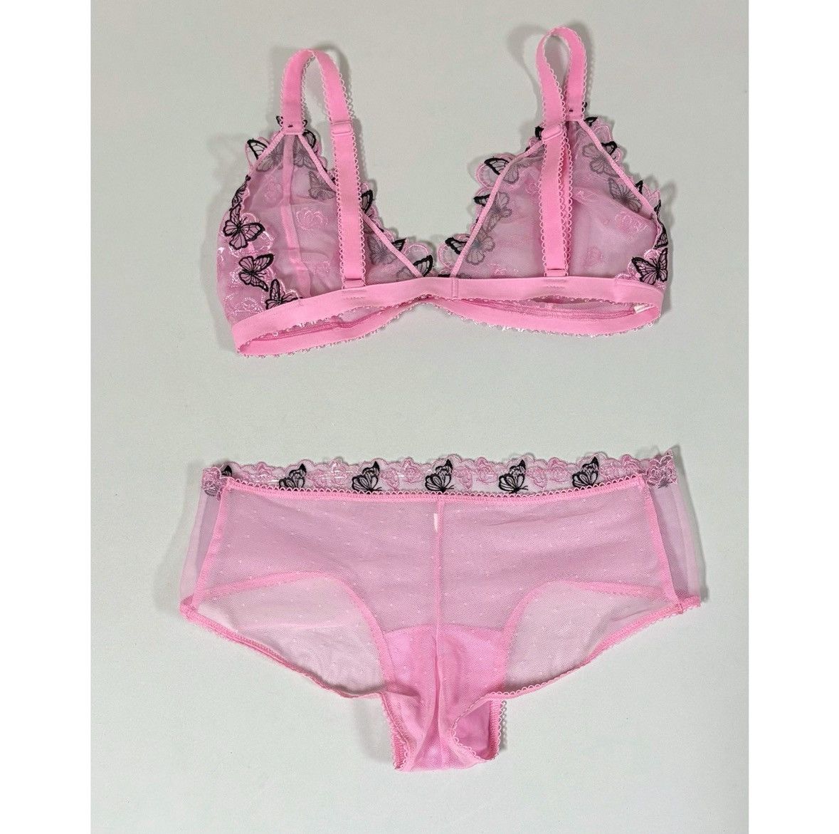 Victoria's Secret Pink Butterfly Bra Bralette Top (S) and Bottoms (XS) Set 🎀✨ Size S / US 4 / IT 40 - 5 Thumbnail