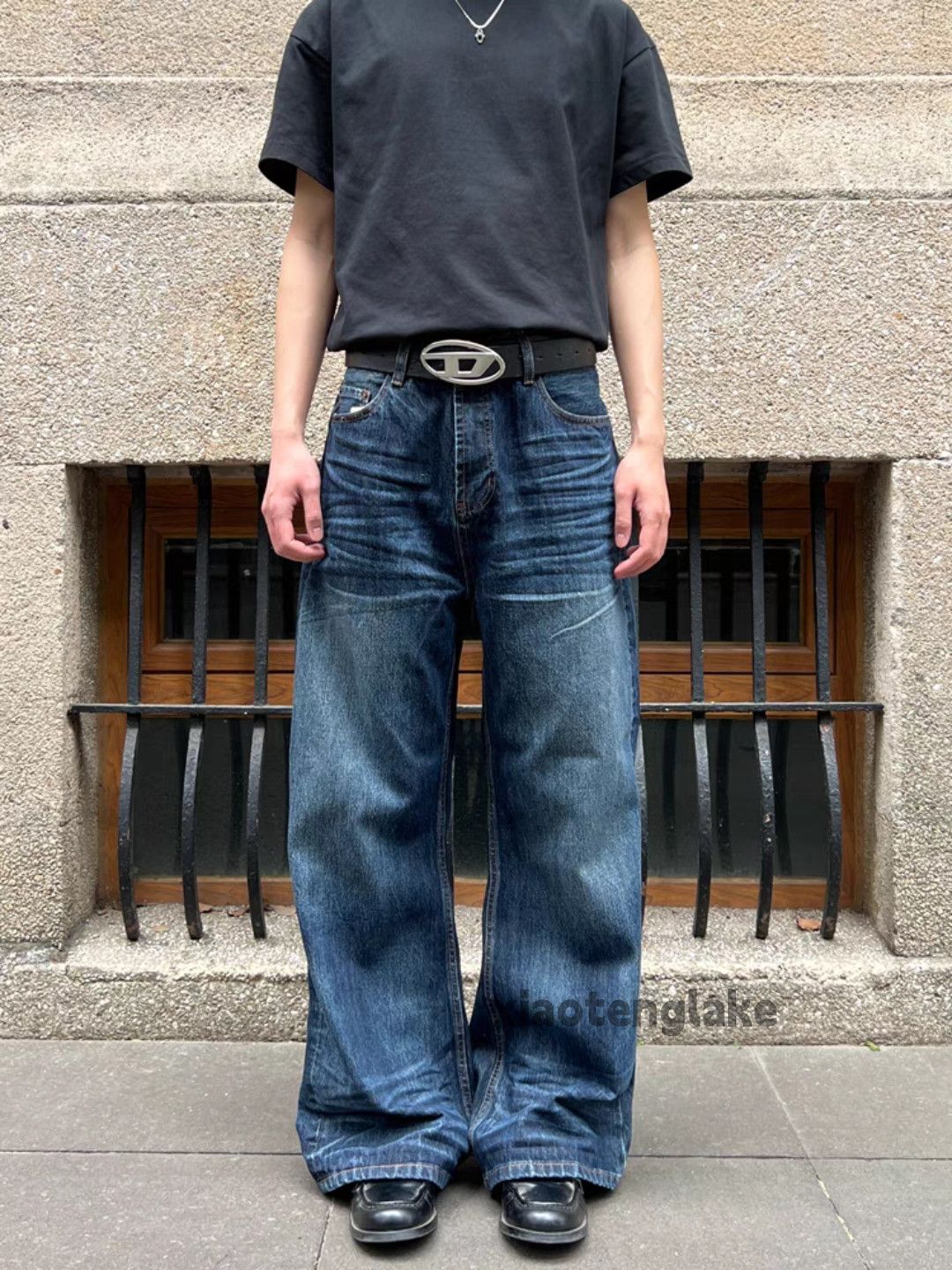 Jean Unisex washed faded cleanfit skate hiphop baggy jeans Size US 32 / EU 48 - 4 Thumbnail