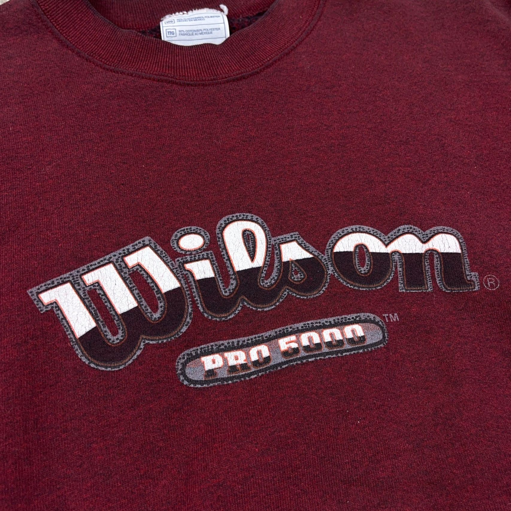 Wilson VINTAGE Wilson Sweatshirt Men 2XL Maroon Crewneck 90s Y2K Pro 5000 Logo Heavyweight All Seasons Graphic Print American Fashion Size US XXL / EU 58 / 5 - 3 Thumbnail