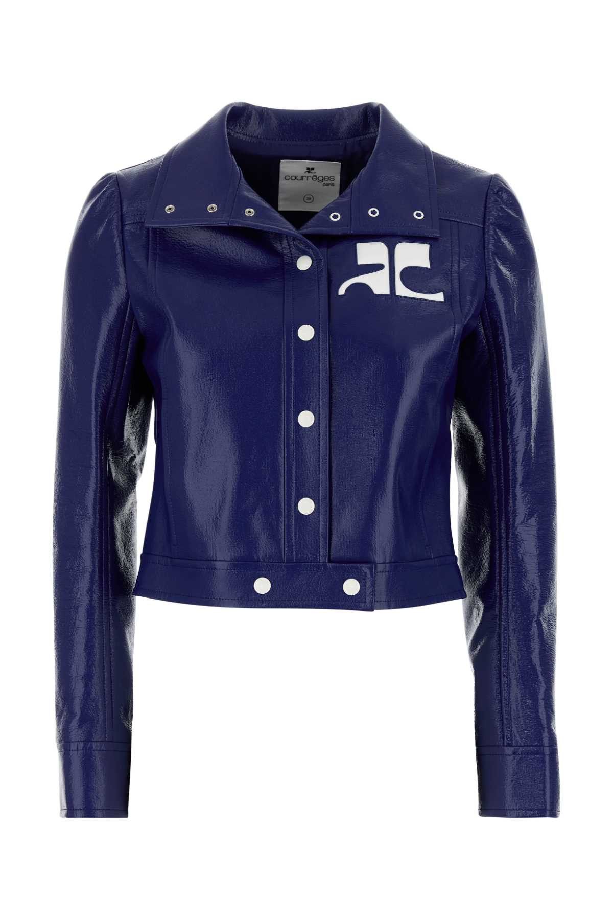 Courreges Blue Vinyl Blazer Size XXS / US 00 / IT 34 - 1 Thumbnail