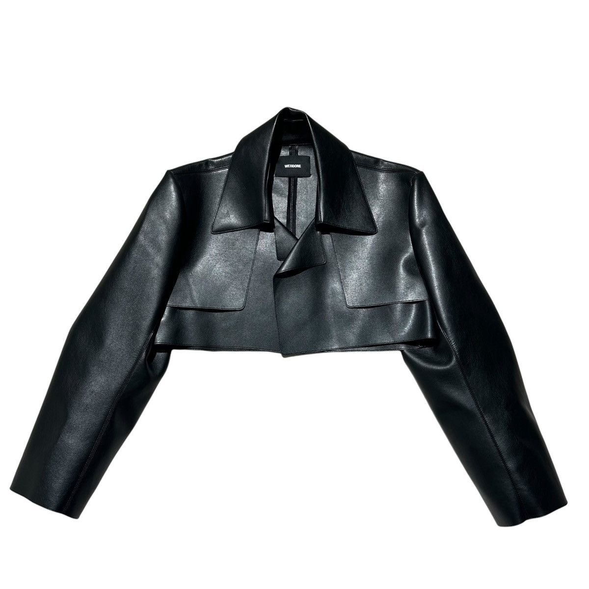 Faux leather cropped biker bolero