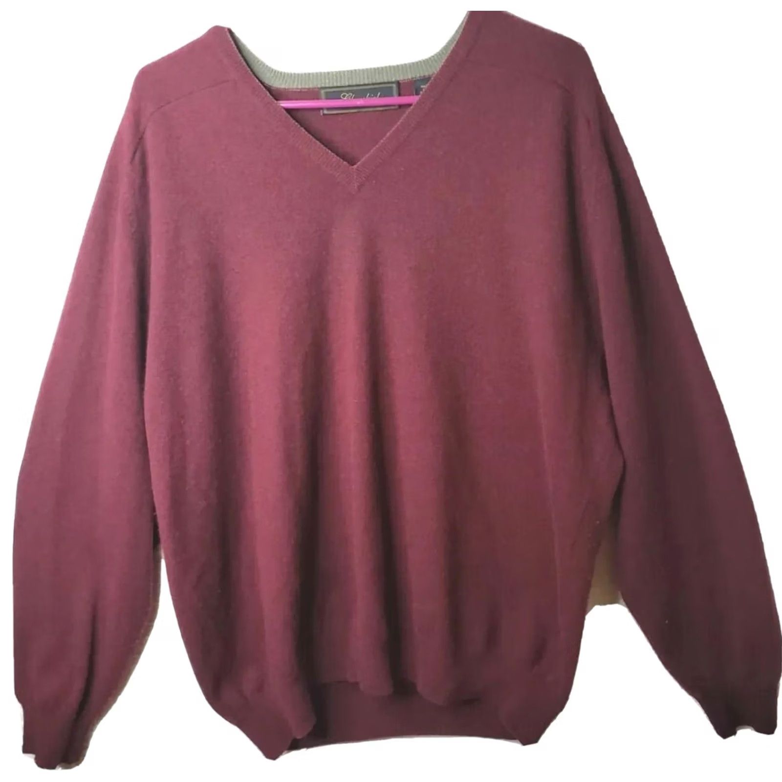 Vintage Glenshiel Sweater Men's L Maroon 100% Cashmere V Neck Pullover Knit Regular Size US L / EU 52-54 / 3 - 2 Thumbnail