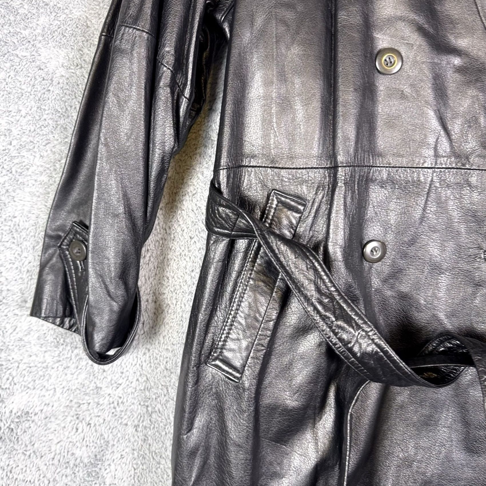 Vintage VINTAGE Wilsons Leather Jacket Womens L Belted Double Breasted Trench Coat Thinsulate Black Long Sleeve Size L / US 10 / IT 46 - 4 Thumbnail