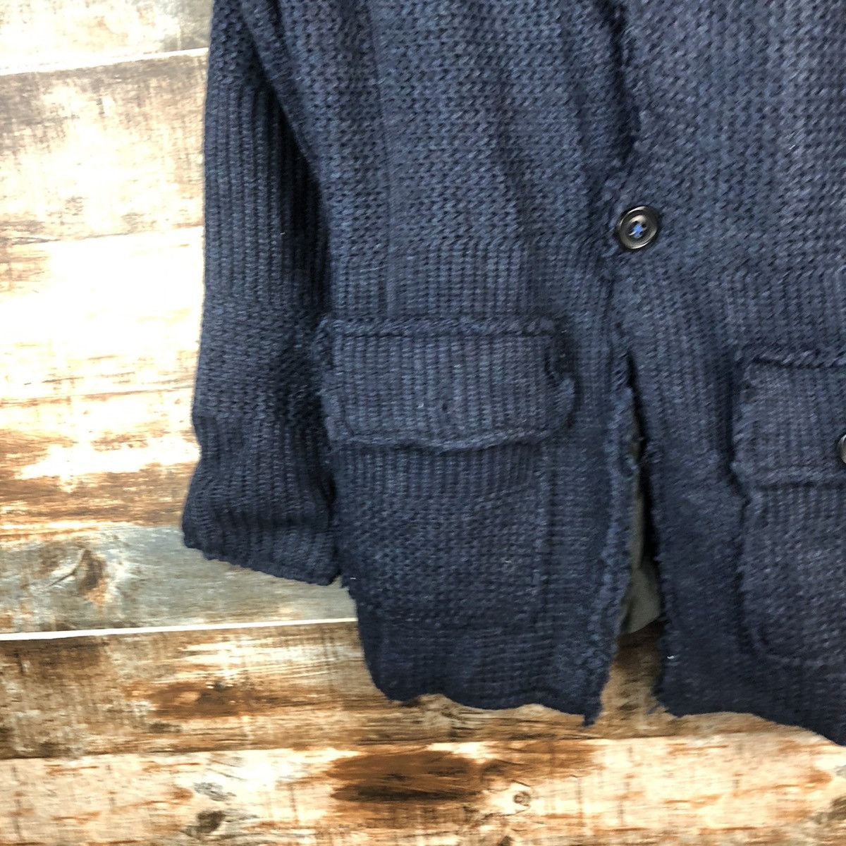 Vintage DL Japan Dark Blue ripped Cardigan Knitwear #C527 Size US M / EU 48-50 / 2 - 7 Thumbnail