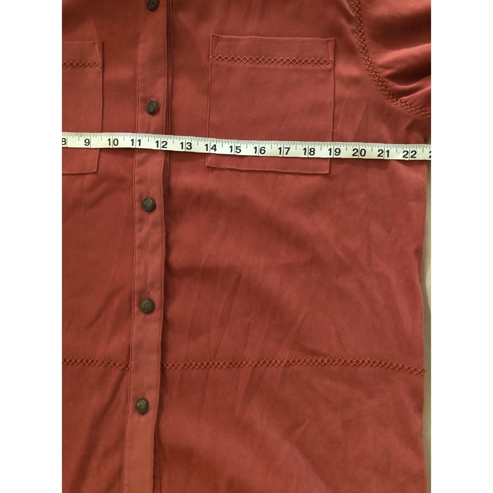 Vintage VINTAGE Alfred Dunner Button-Up Top XL Rust Orange Embroidered Crochet Pocket Back Styled Casual Women's Shirt Size XL / US 12-14 / IT 48-50 - 4 Thumbnail