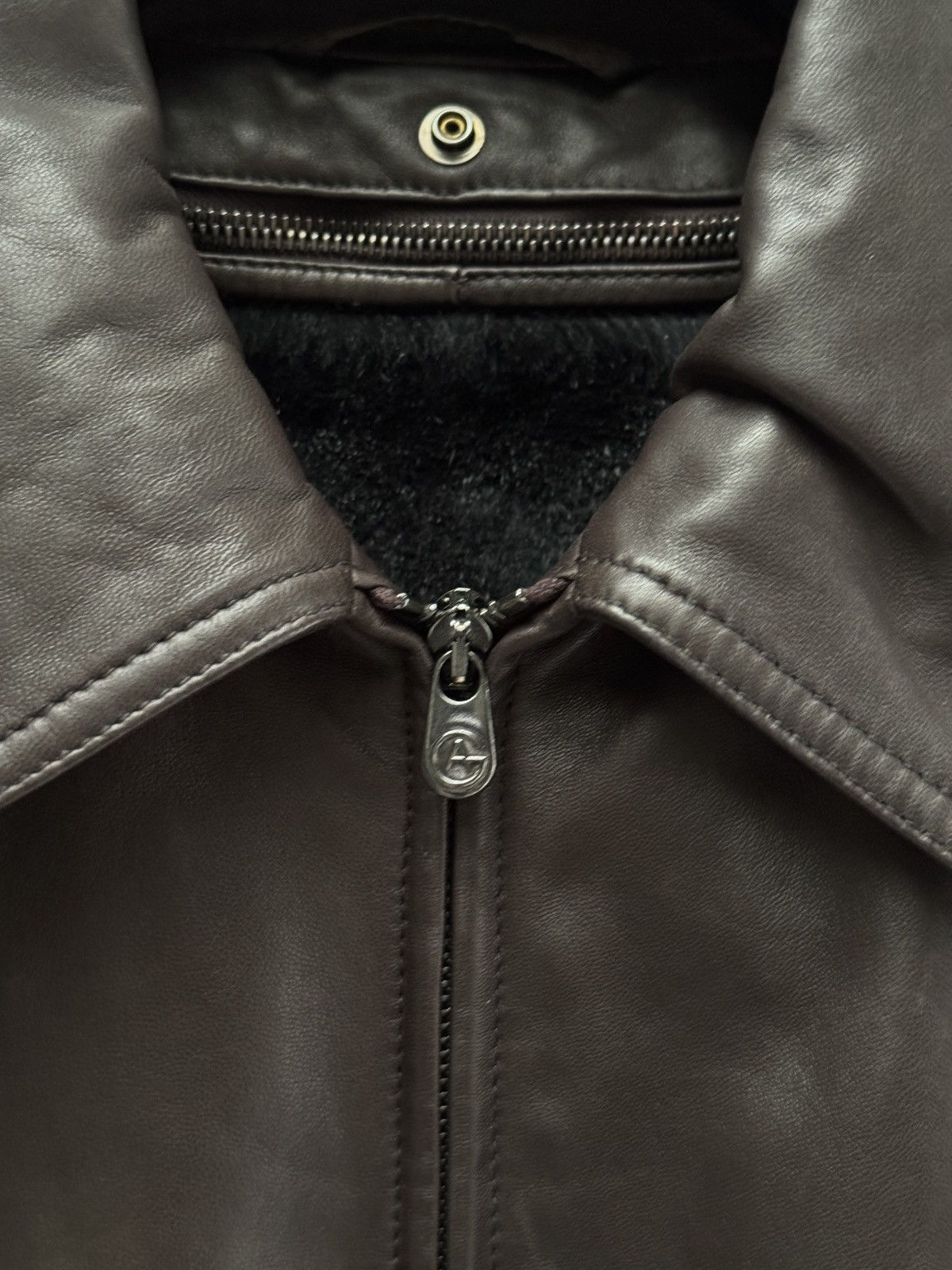Armani Collezioni Armani Collezioni Men’s Brown Lambskin Leather Jacket IT 52 Size US L / EU 52-54 / 3 - 5 Thumbnail