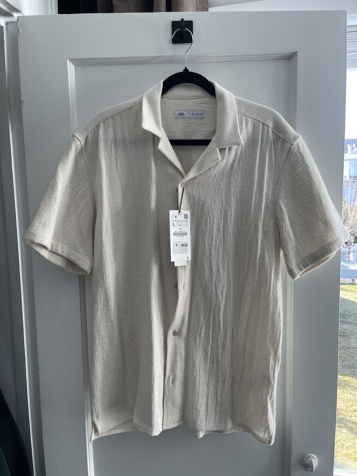Zara Zara Beige Knit Button Up Shirt Size Large new with tags Size US L / EU 52-54 / 3 - 2 Thumbnail
