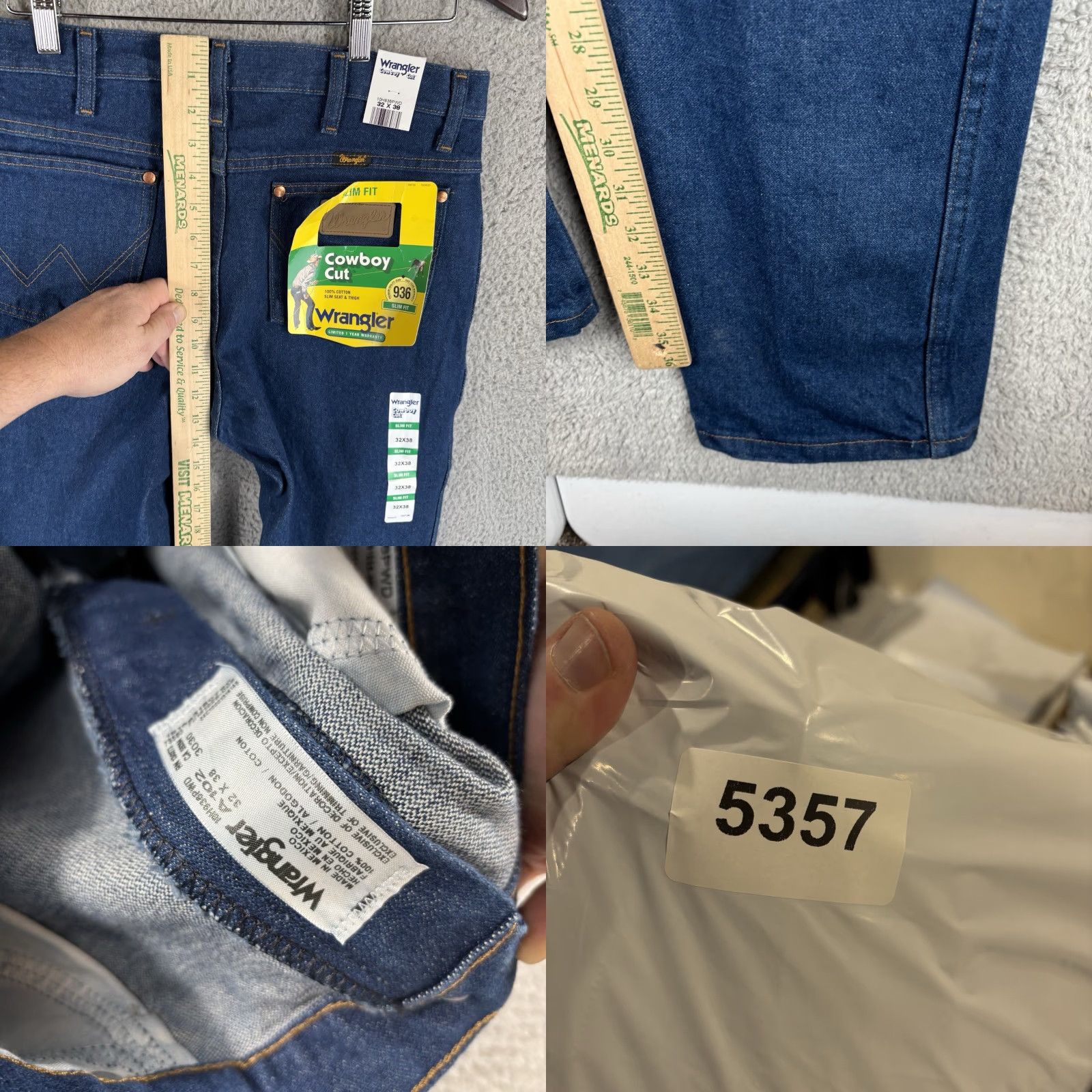 Wrangler Wrangler Cowboy Cut 936 Slim Fit Jeans 32x38 Regular Men Blue Denim 100% Cotton Comfort Pocket 5-Pocket Y2K Cowboy Theme Vintage No Size US 32 / EU 48 - 8 Thumbnail