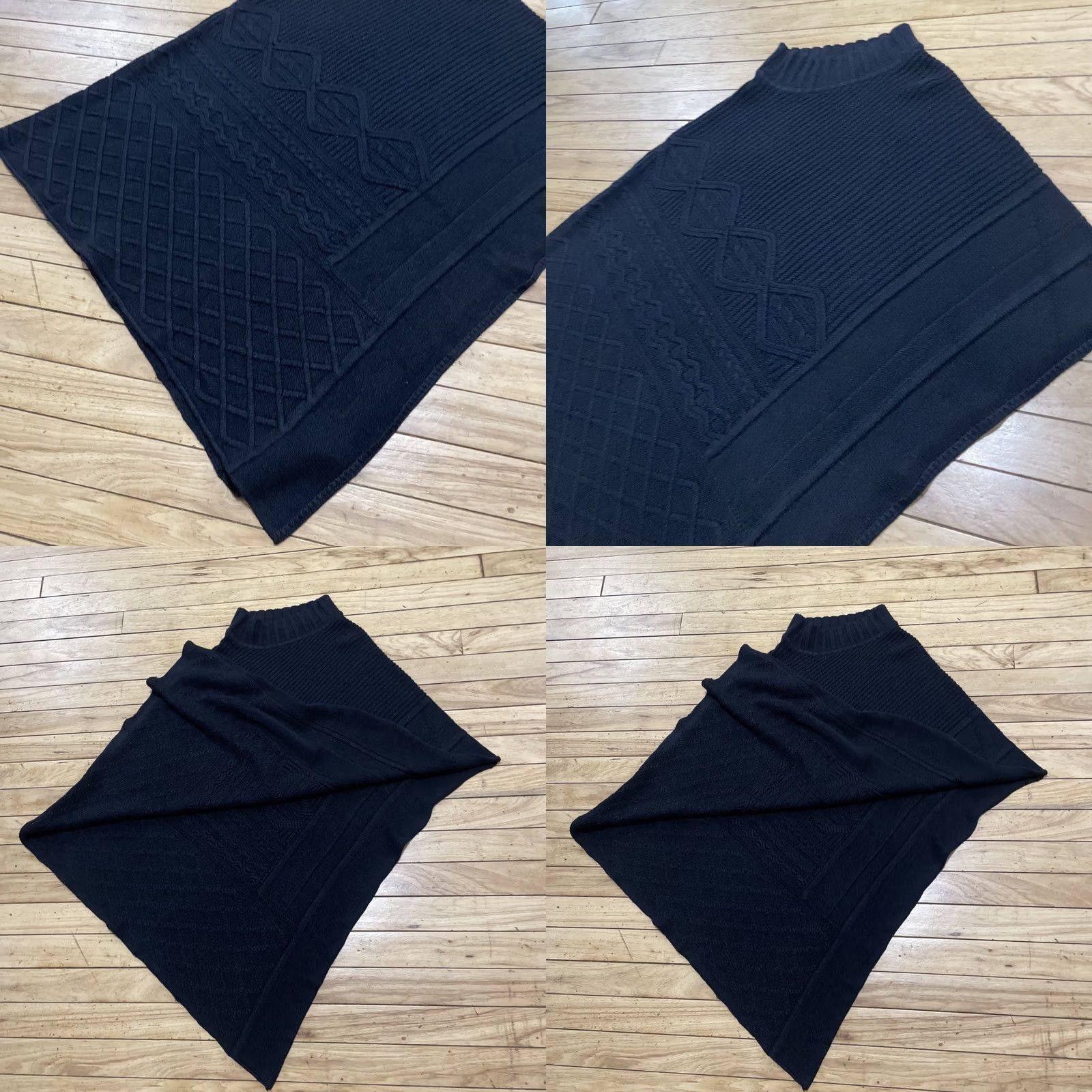 Vintage VINTAGE Ivy Knit Poncho Top Kafkan Cable Knit Black Women M Black Old Money Chic Sweater Ladies Casual Built-in Stretch 80s 90s y2k Size M / US 6-8 / IT 42-44 - 10 Thumbnail