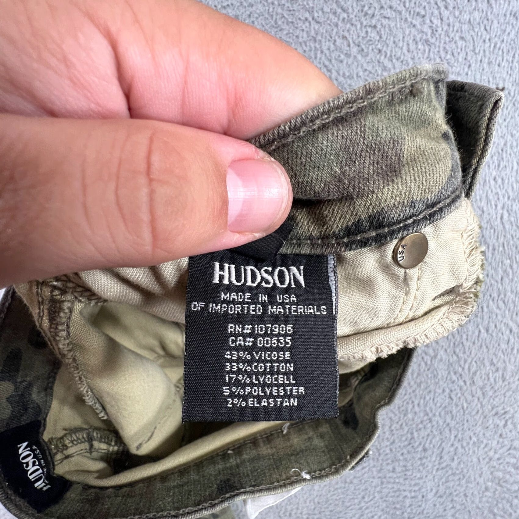 Hudson Hudson Jeans Womens 28 Krista Super Skinny Cropped Jeans Camouflage Print Green Stretch Womens Size 28" / US 6 / IT 42 - 6 Thumbnail