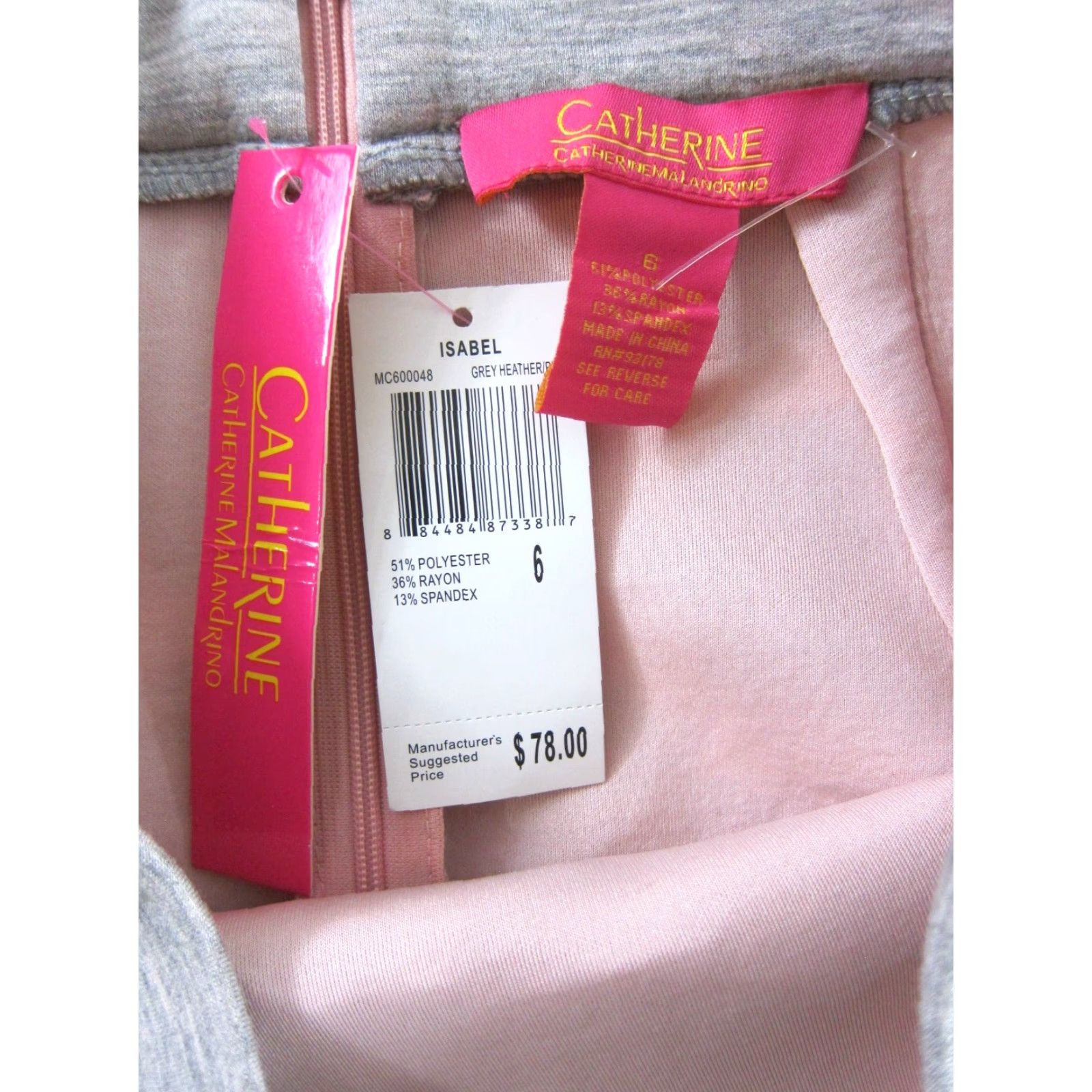 Vintage Catherine Malandrino NWT Isabel Pink Grey Floral Skirt Women 6 Size 28" / US 6 / IT 42 - 3 Thumbnail