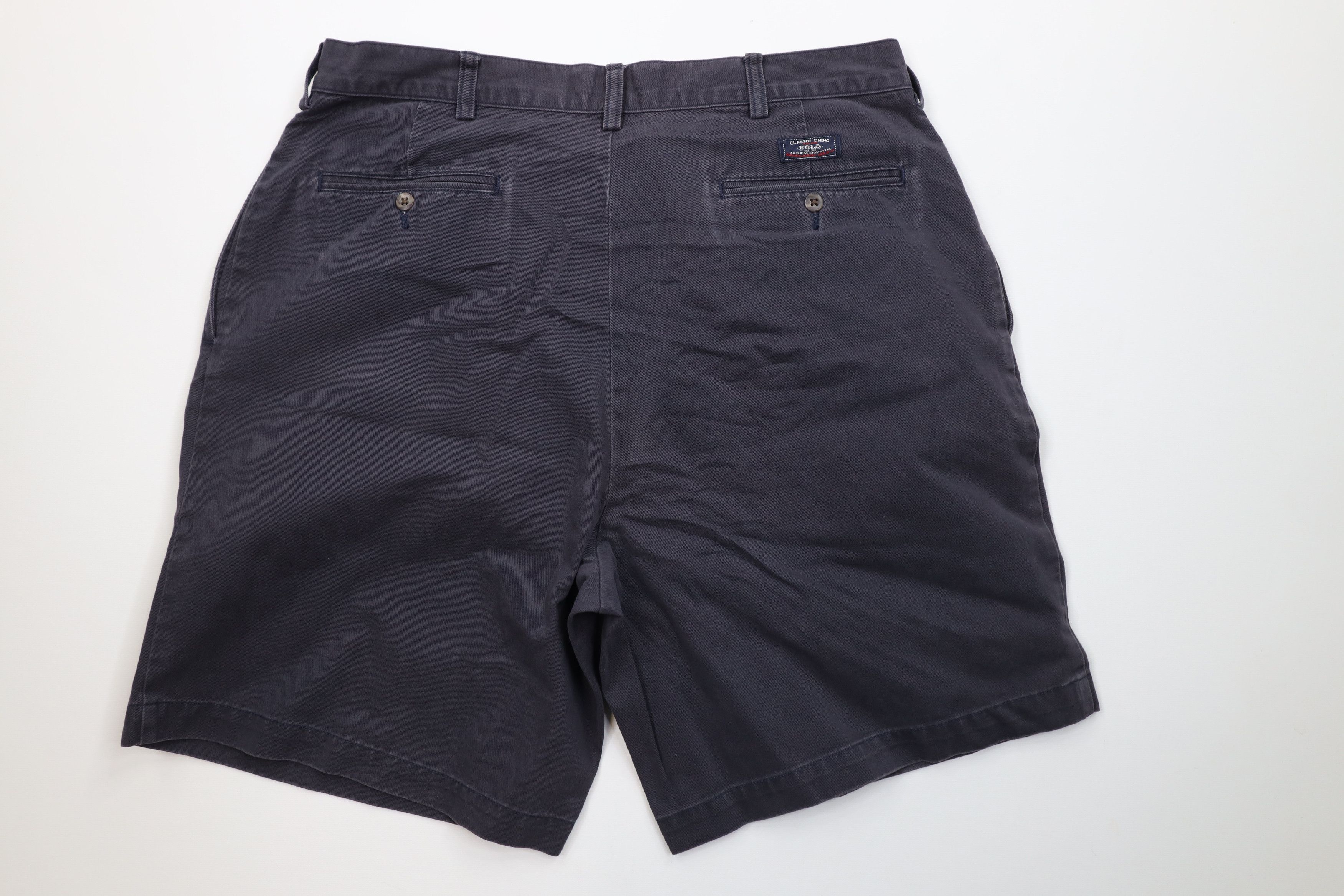 Ralph Lauren Vintage 90s Ralph Lauren Golf Chino Shorts Navy Blue Cotton Size US 36 / EU 52 - 9 Thumbnail